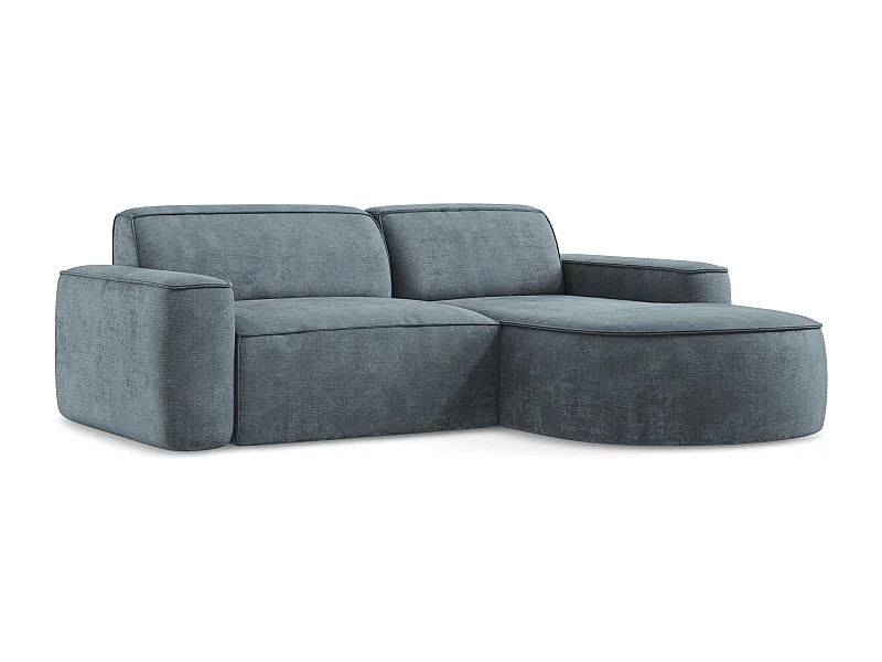 Canapé d'angle 2,5 places modulaire droit en tissu chenille - jeans - OMAO