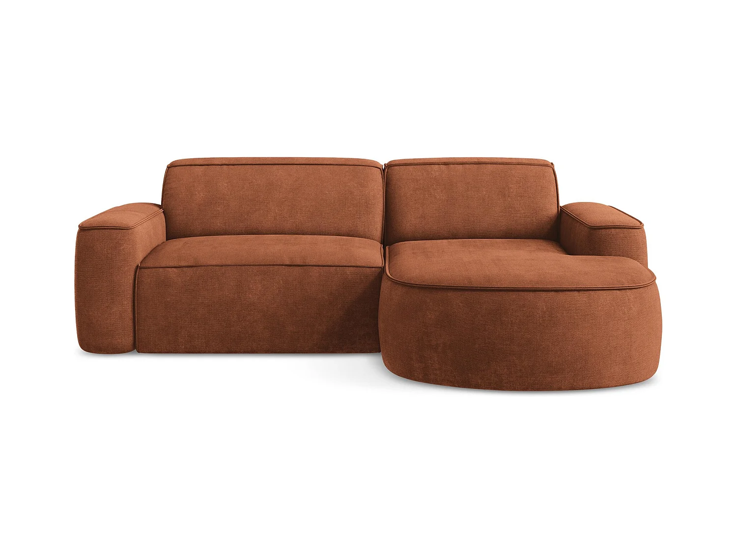 Canapé d'angle 2,5 places modulaire droit en tissu chenille - terre cuite - OMAO