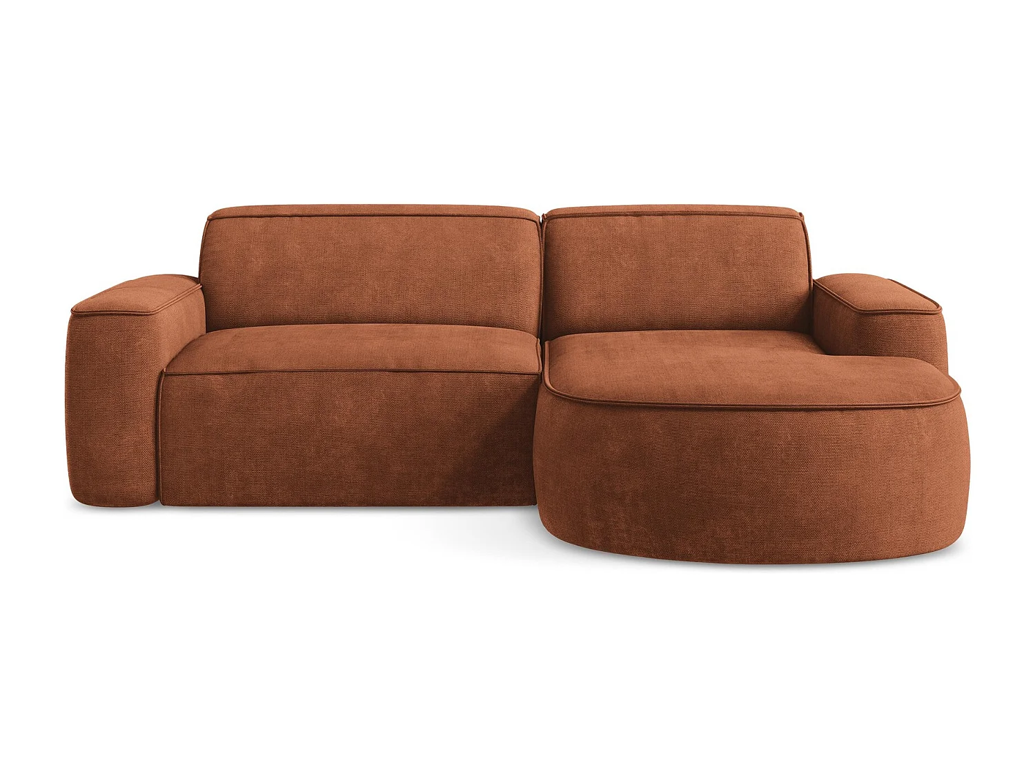 Canapé d'angle 2,5 places modulaire droit en tissu chenille - terre cuite - OMAO