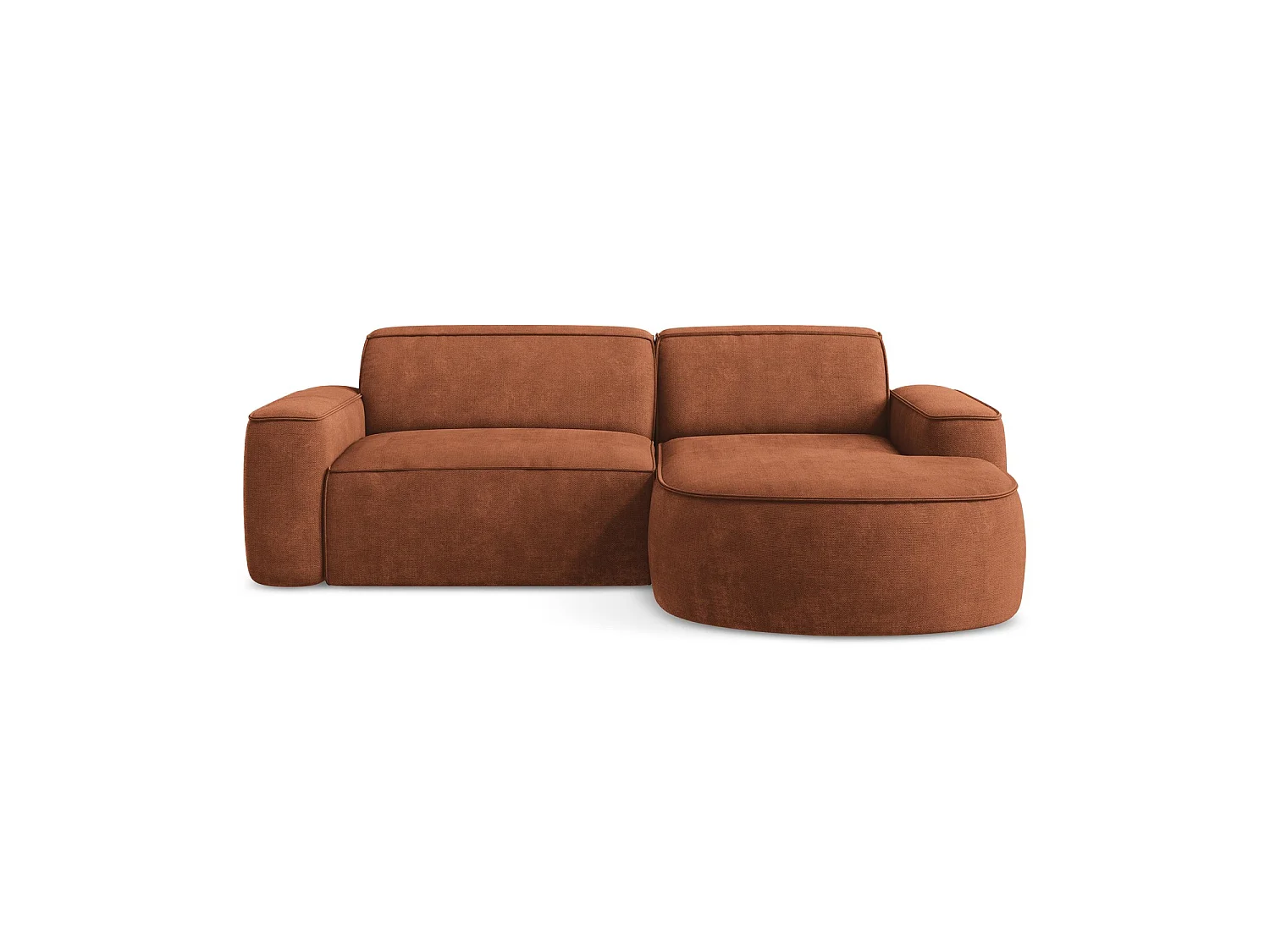 Modulaire hoekbank rechts van terracotta chenille stof - MELISSA
