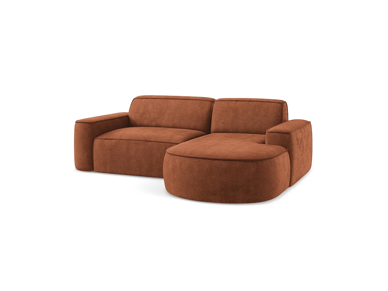 Modulaire hoekbank rechts van terracotta chenille stof - MELISSA