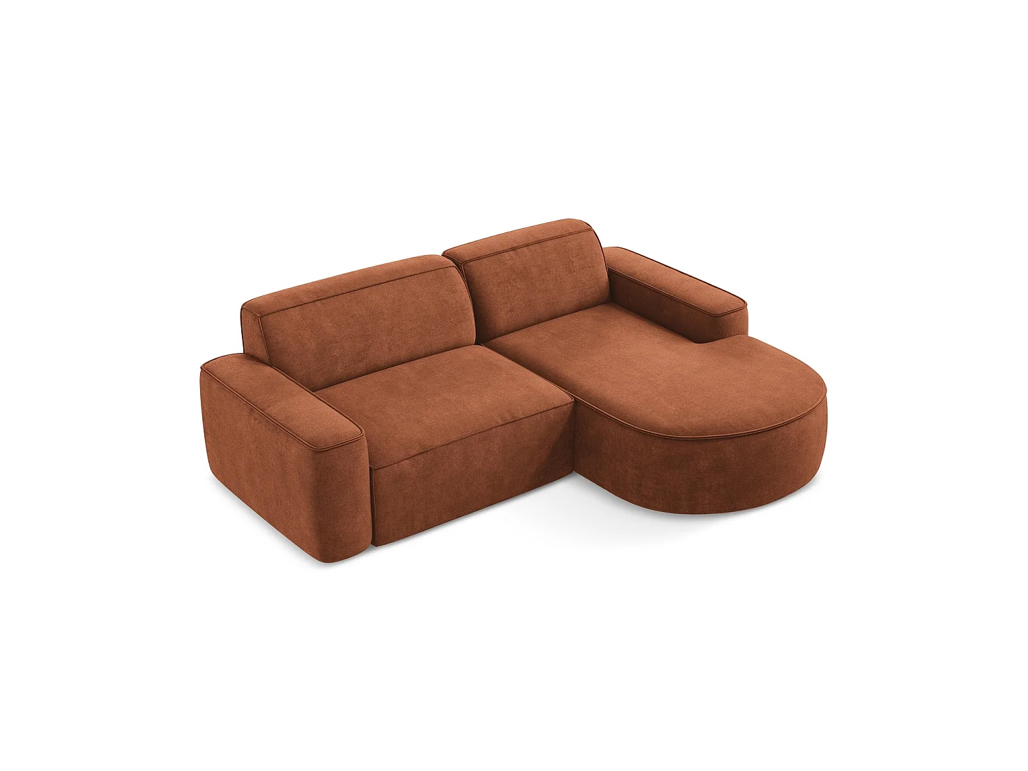 Modulaire hoekbank rechts van terracotta chenille stof - MELISSA