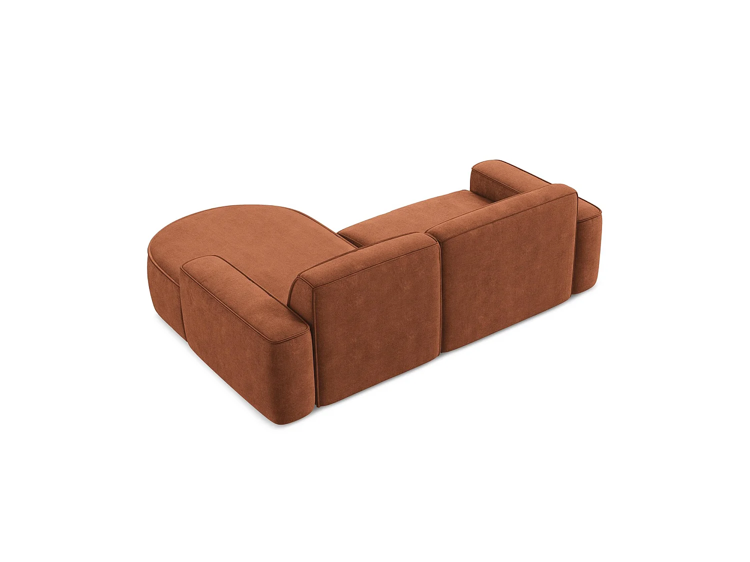 Modulaire hoekbank rechts van terracotta chenille stof - MELISSA
