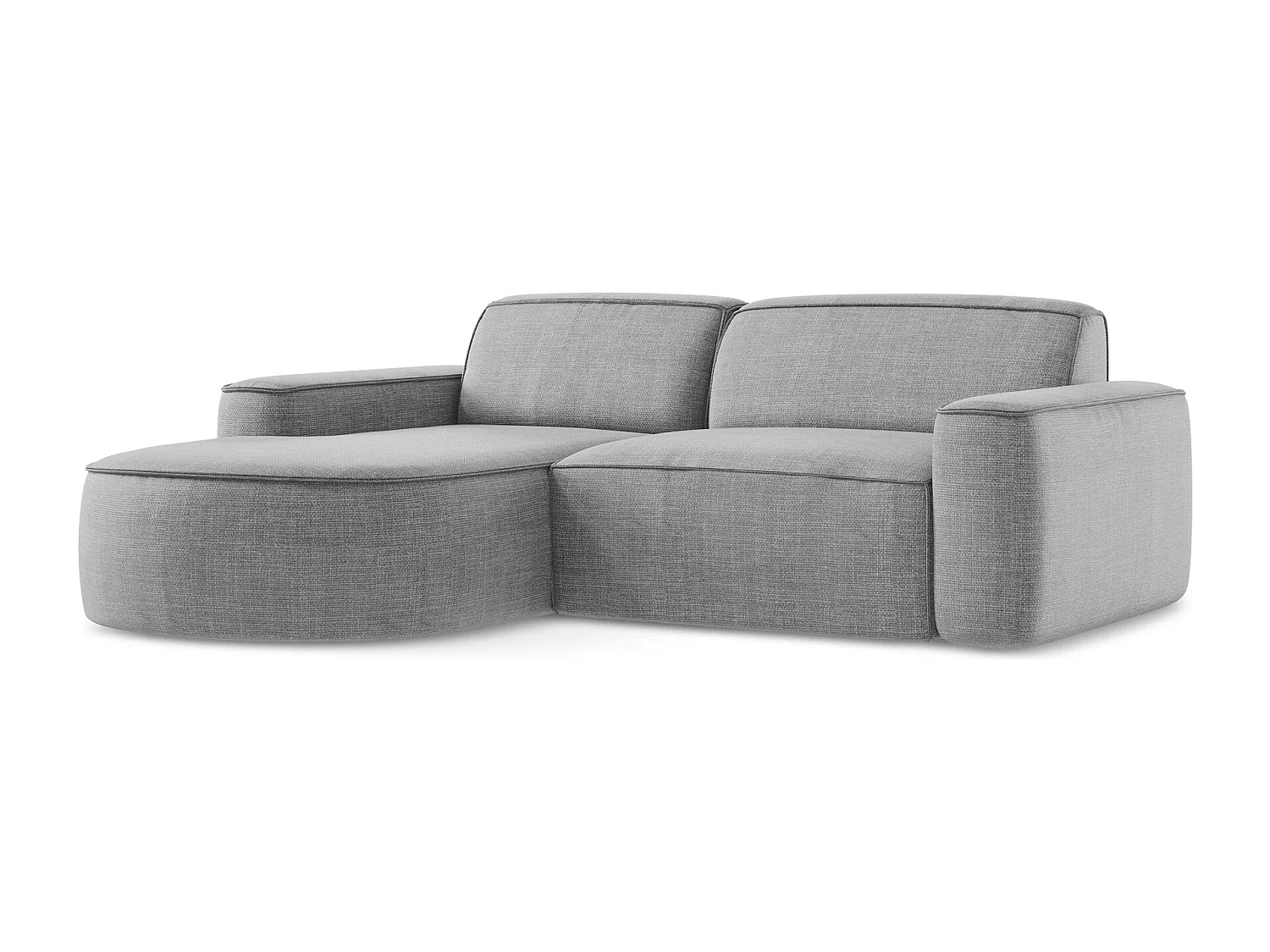 Canapé d'angle 2,5 places modulaire gauche en tissu texturé - gris clair - OMAO