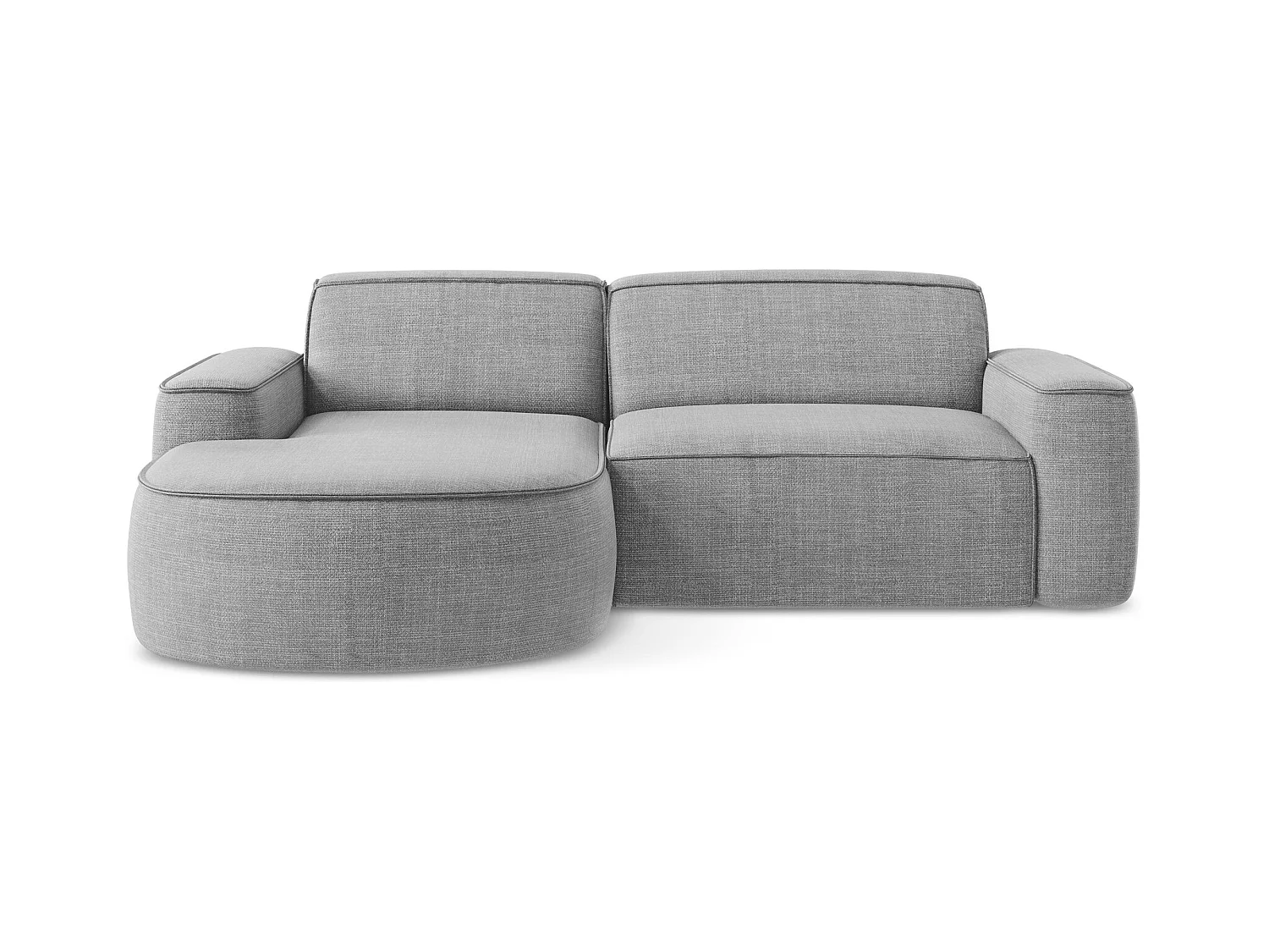 Canapé d'angle 2,5 places modulaire gauche en tissu texturé - gris clair - OMAO