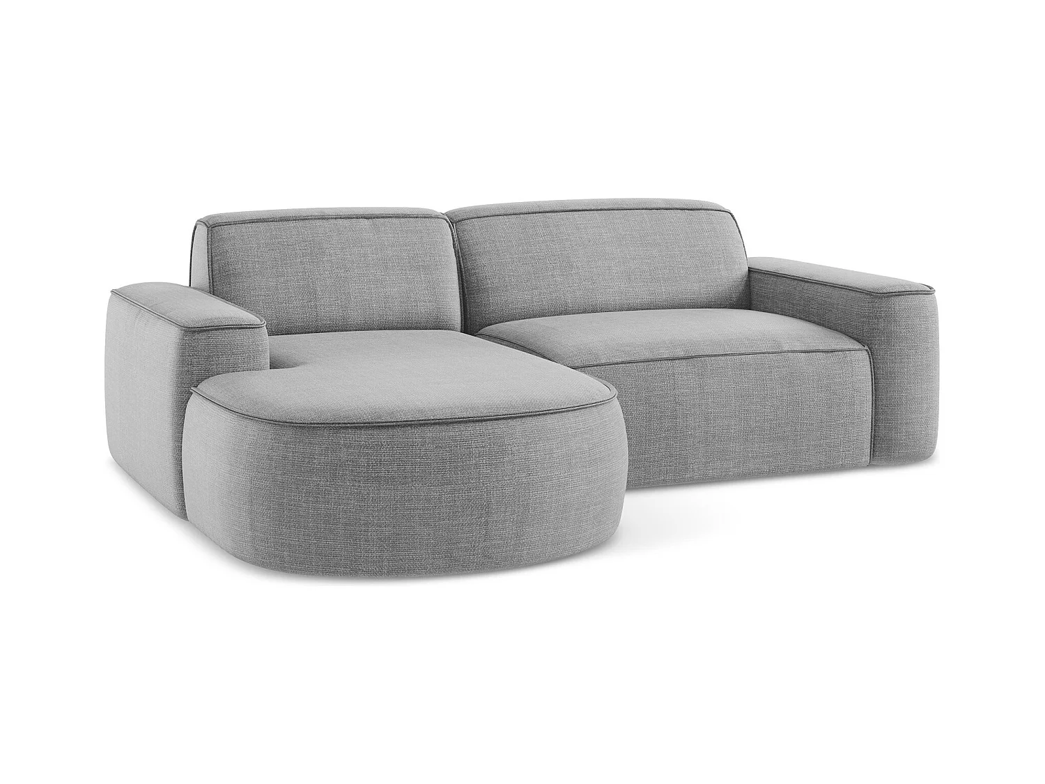 Canapé d'angle 2,5 places modulaire gauche en tissu texturé - gris clair - OMAO