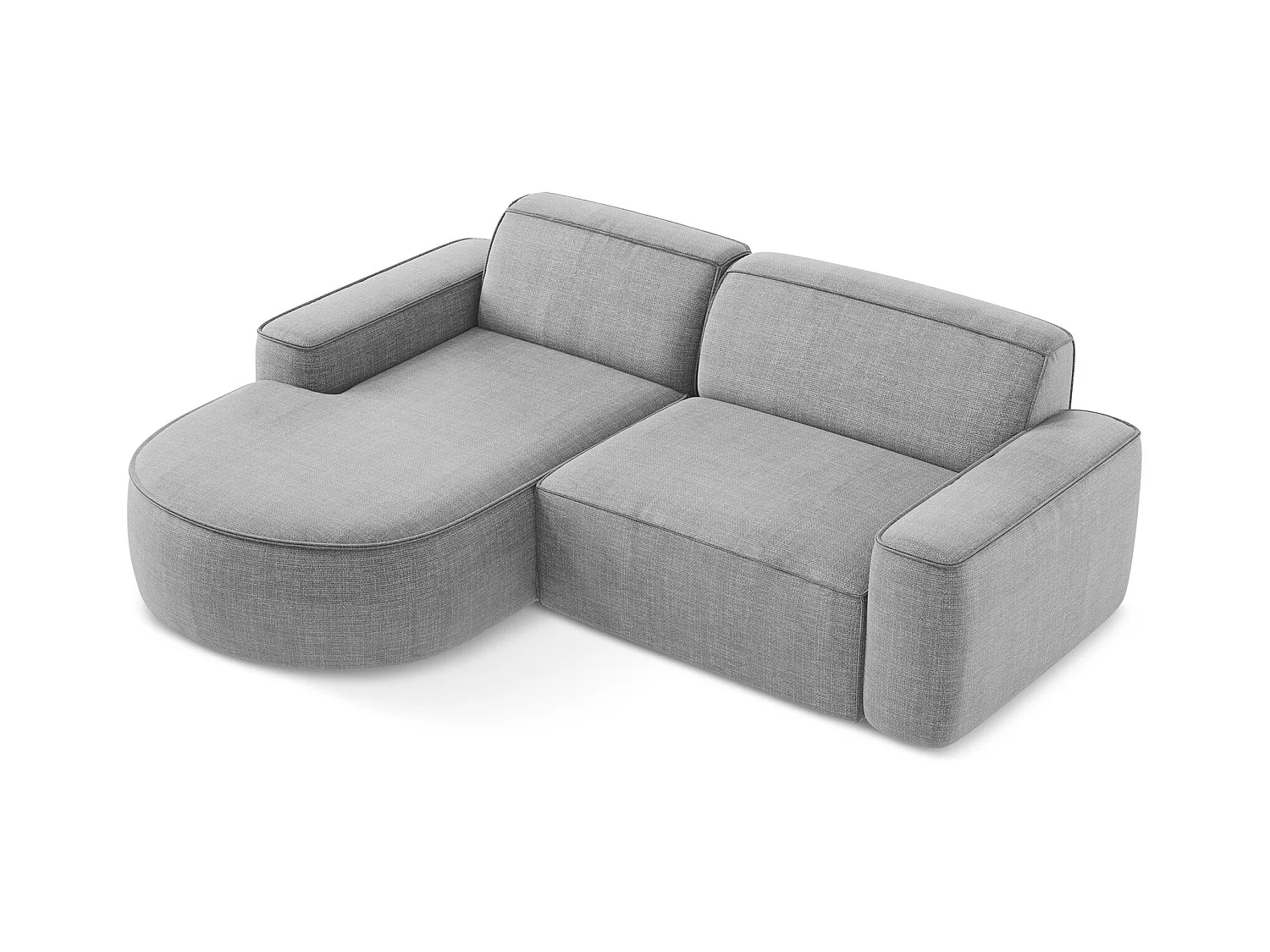 Canapé d'angle 2,5 places modulaire gauche en tissu texturé - gris clair - OMAO