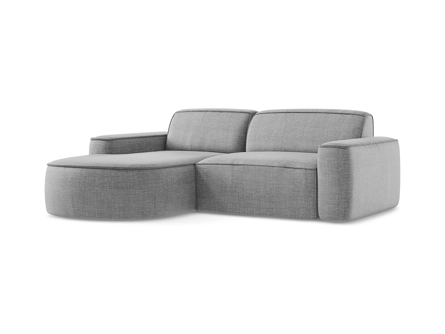 Canapé d'angle 2,5 places modulaire gauche en tissu texturé - gris clair - OMAO
