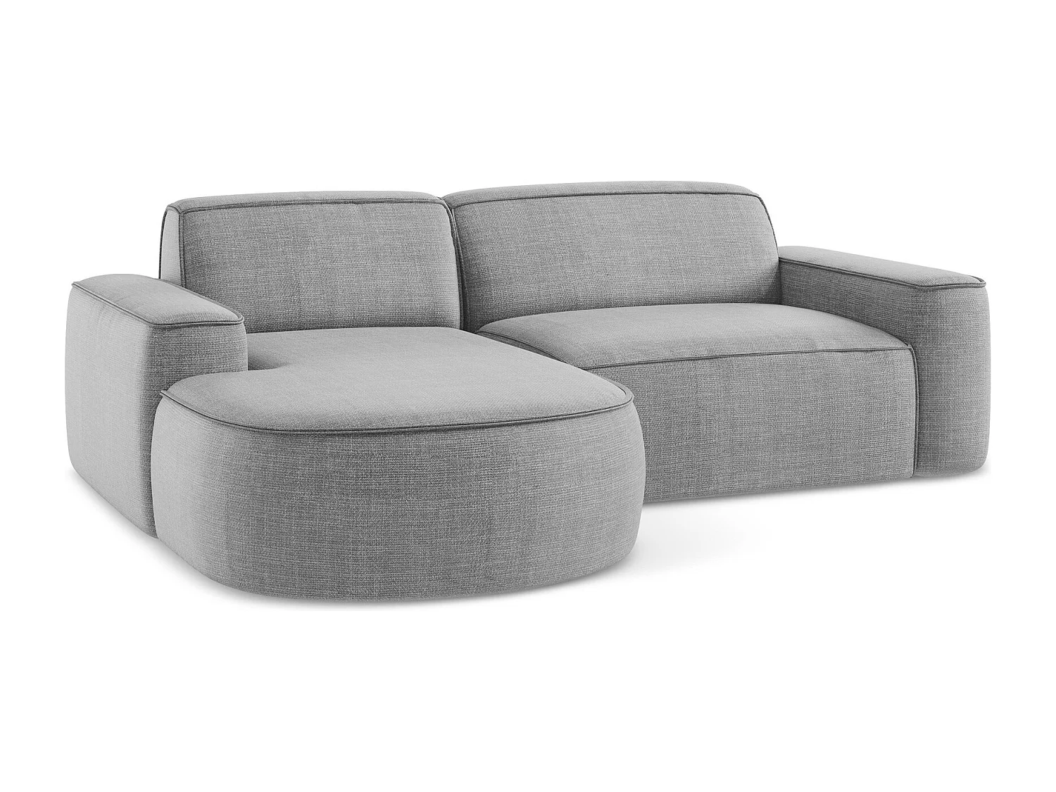 Canapé d'angle 2,5 places modulaire gauche en tissu texturé - gris clair - OMAO