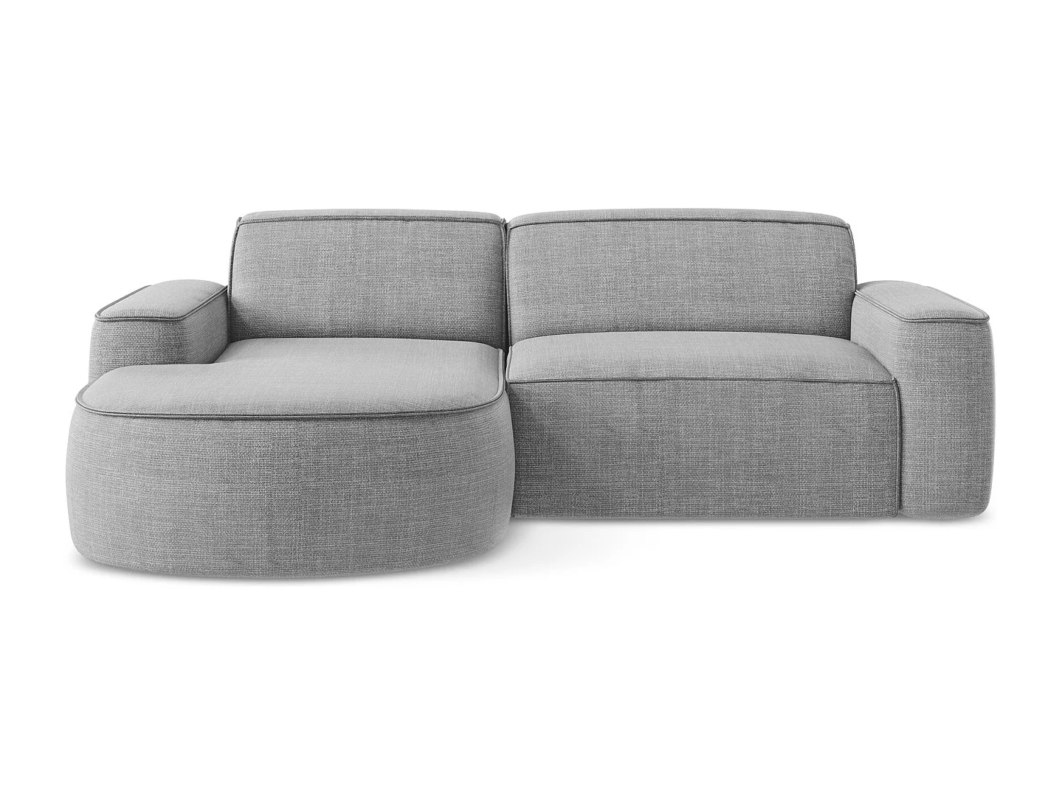 Modulaire hoekbank links van lichtgrijs textuurstof - OMAO