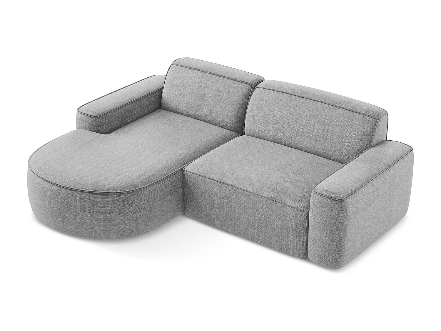 Modulaire hoekbank links van lichtgrijs textuurstof - OMAO