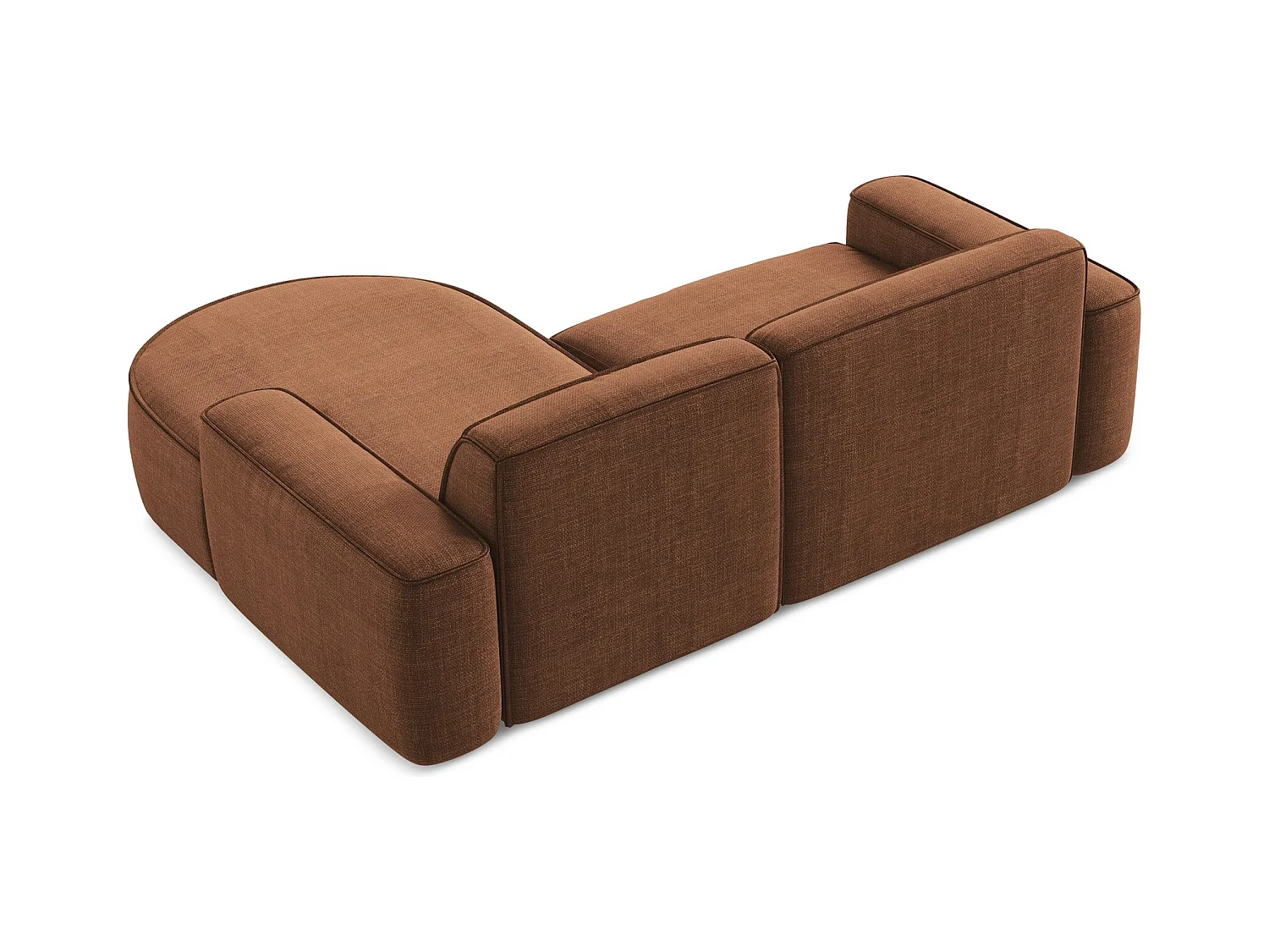 Canapé d'angle 2,5 places modulaire droit en tissu texturé - terre cuite - OMAO