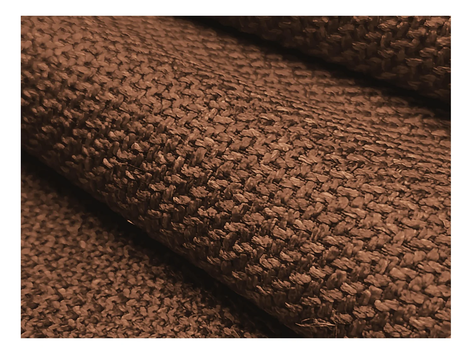 Canapé d'angle 2,5 places modulaire droit en tissu texturé - terre cuite - OMAO