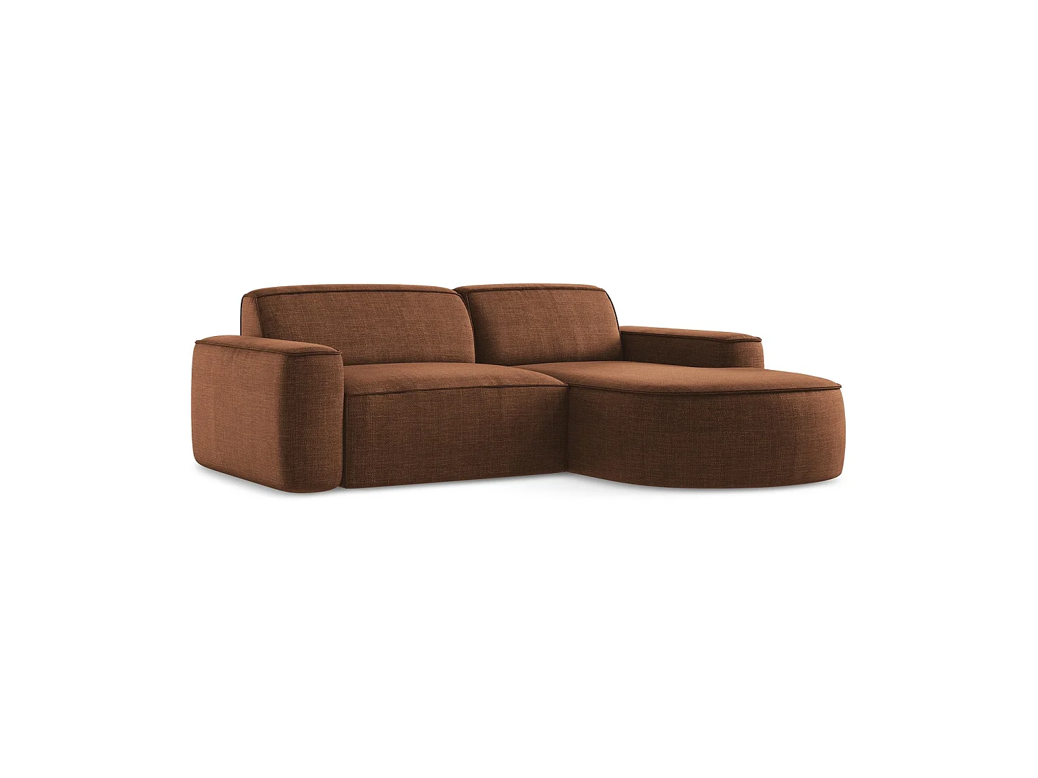Modulaire hoekbank rechts van terracotta textuurstof - MELISSA