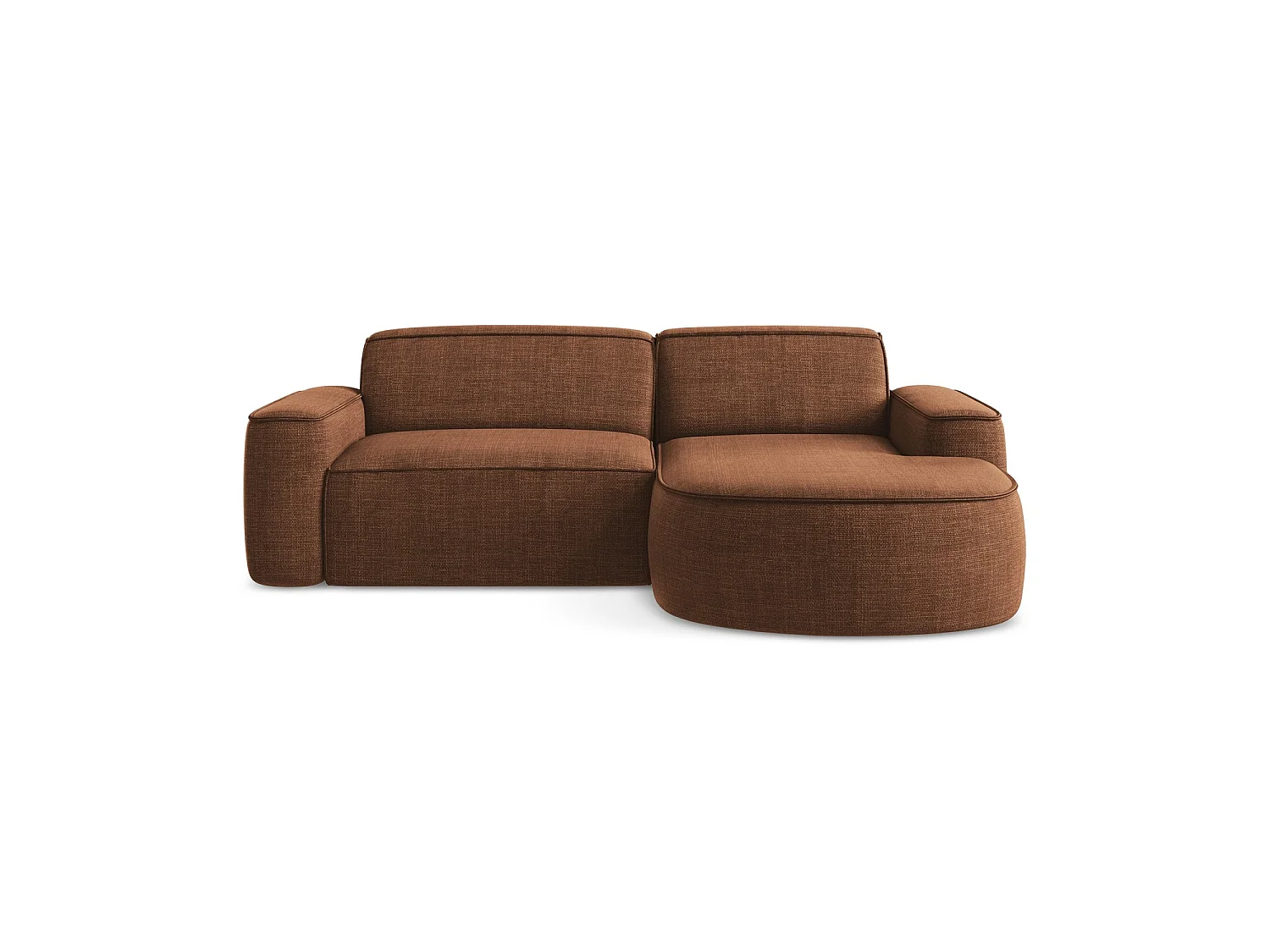 Modulaire hoekbank rechts van terracotta textuurstof - MELISSA