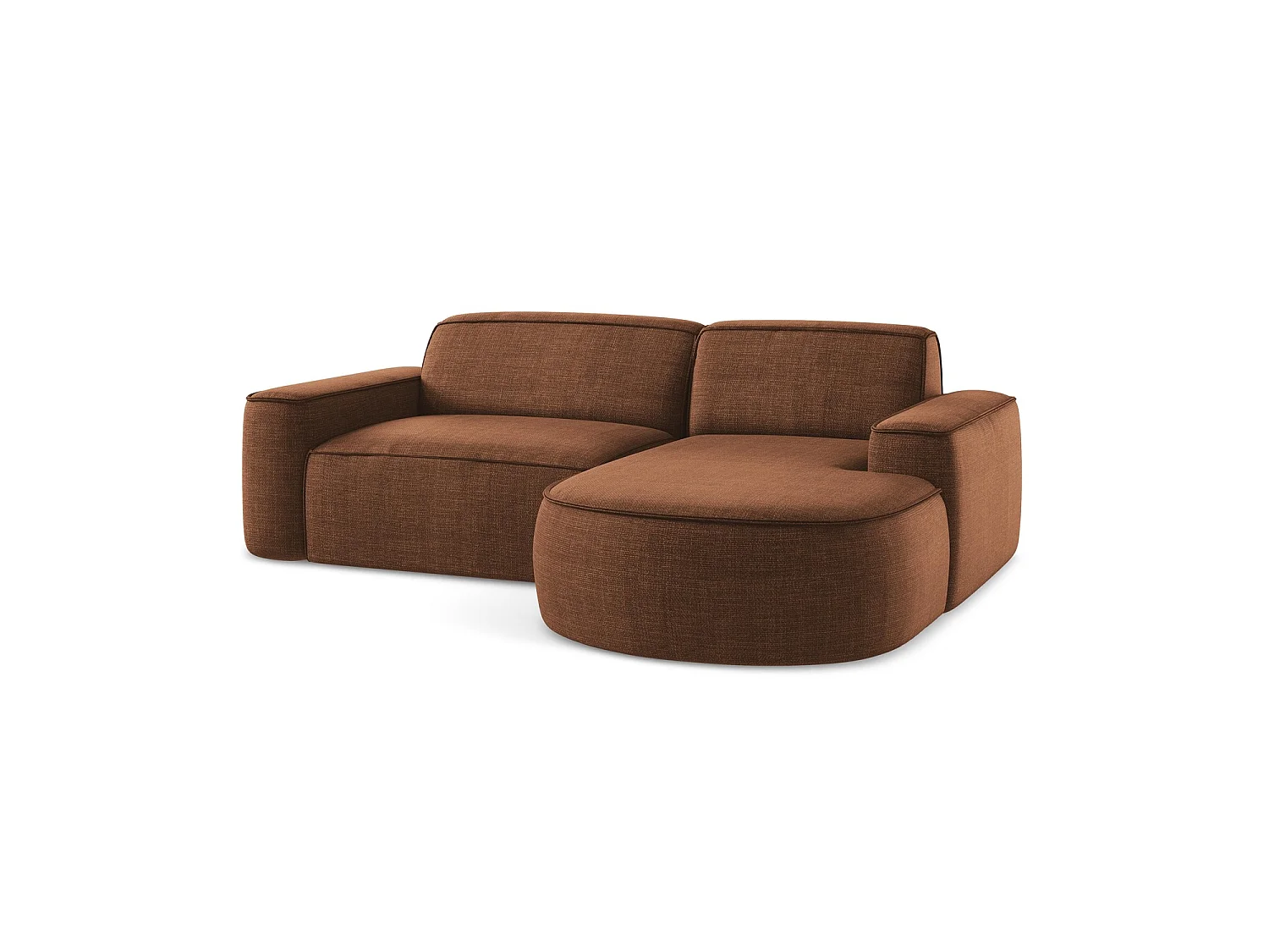 Modulaire hoekbank rechts van terracotta textuurstof - MELISSA