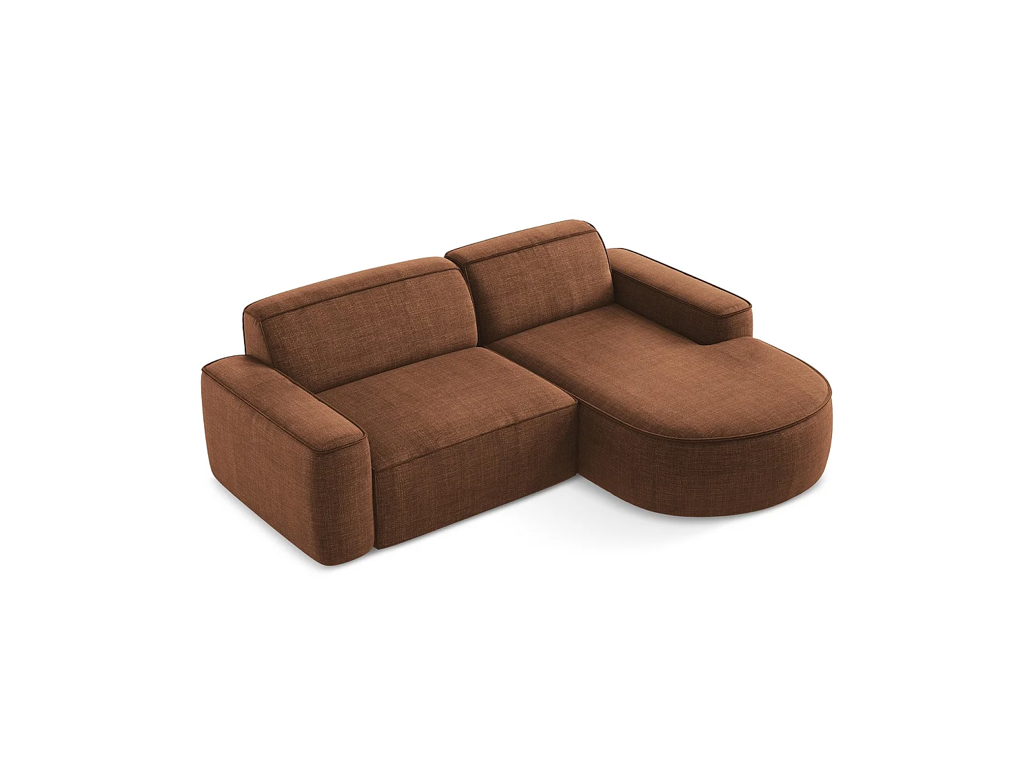Modulaire hoekbank rechts van terracotta textuurstof - MELISSA