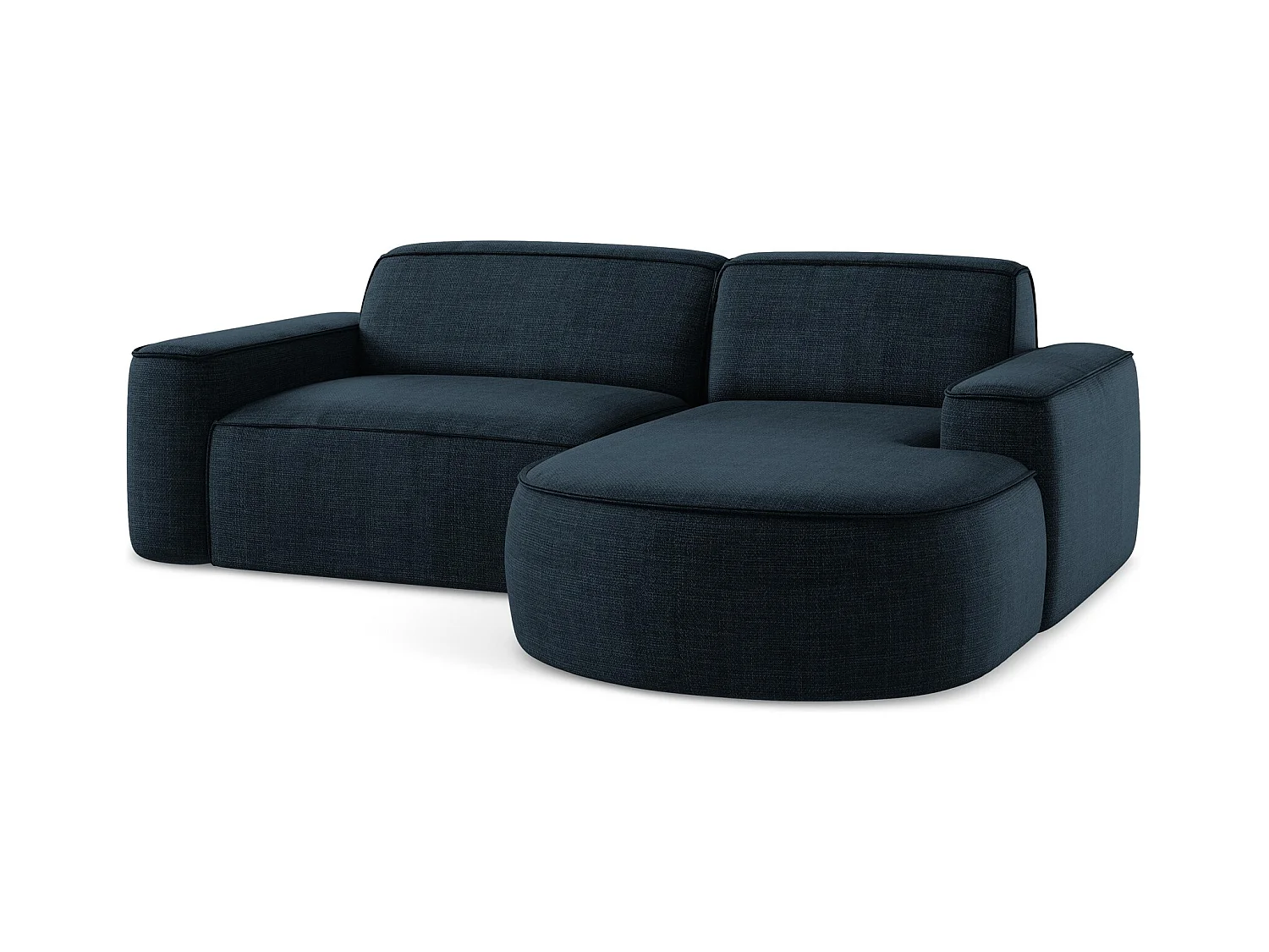 Canapé d'angle 2,5 places modulaire droit en tissu texturé - bleu royal - OMAO