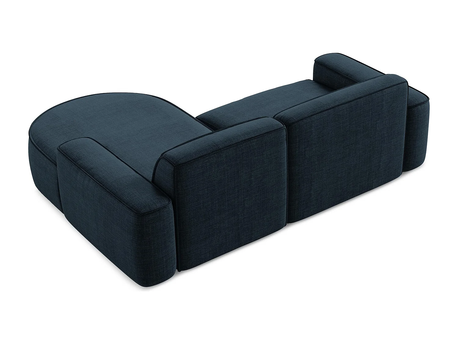 Canapé d'angle 2,5 places modulaire droit en tissu texturé - bleu royal - OMAO