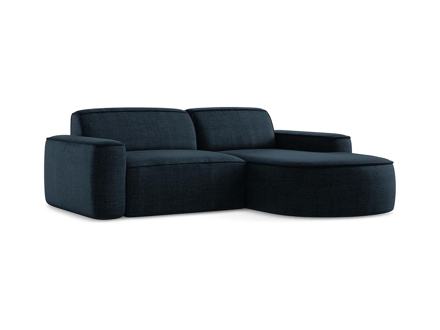 Canapé d'angle 2,5 places modulaire droit en tissu texturé - bleu royal - OMAO