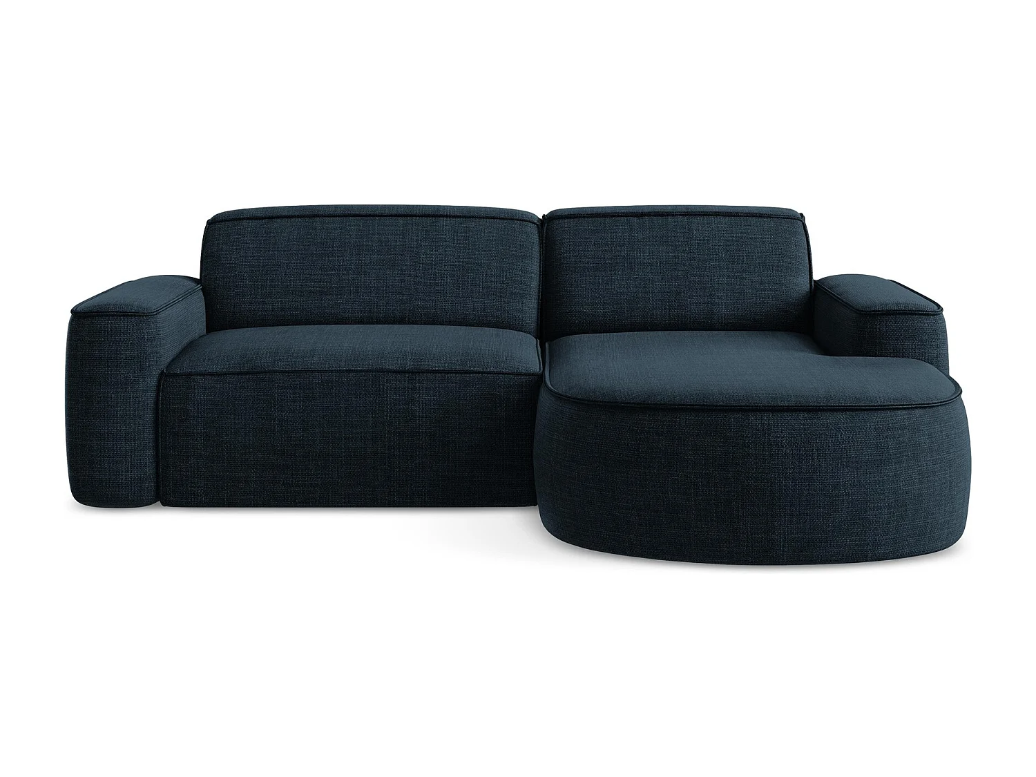 Canapé d'angle 2,5 places modulaire droit en tissu texturé - bleu royal - OMAO