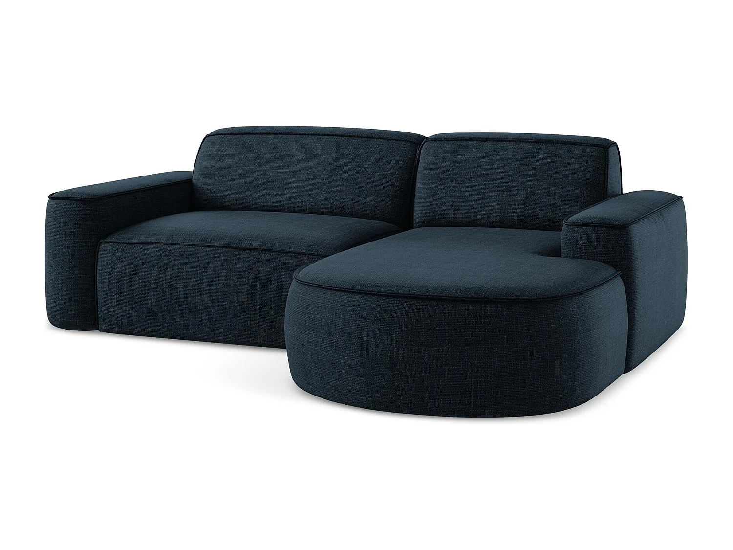 Canapé d'angle 2,5 places modulaire droit en tissu texturé - bleu royal - OMAO