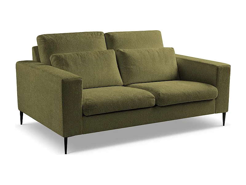 Sofa 2-osobowa - z tkaniny szenilowej - oliwkowy - AKALA
