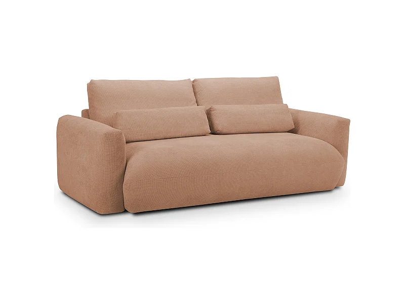 Canapé 3 places en tissu chenille - pêche - MIKI