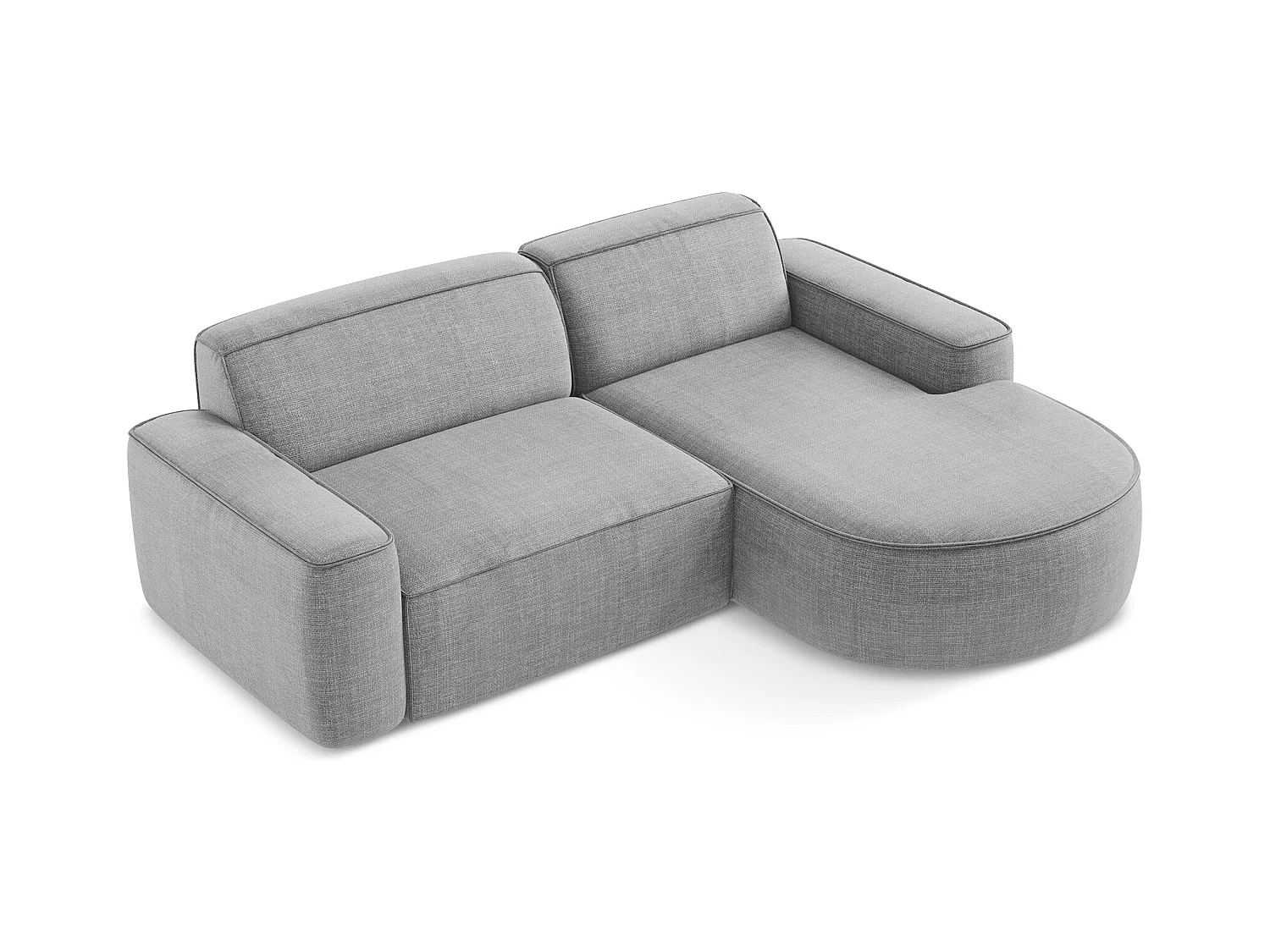 Canapé d'angle 2,5 places modulaire droit en tissu texturé - gris clair - OMAO