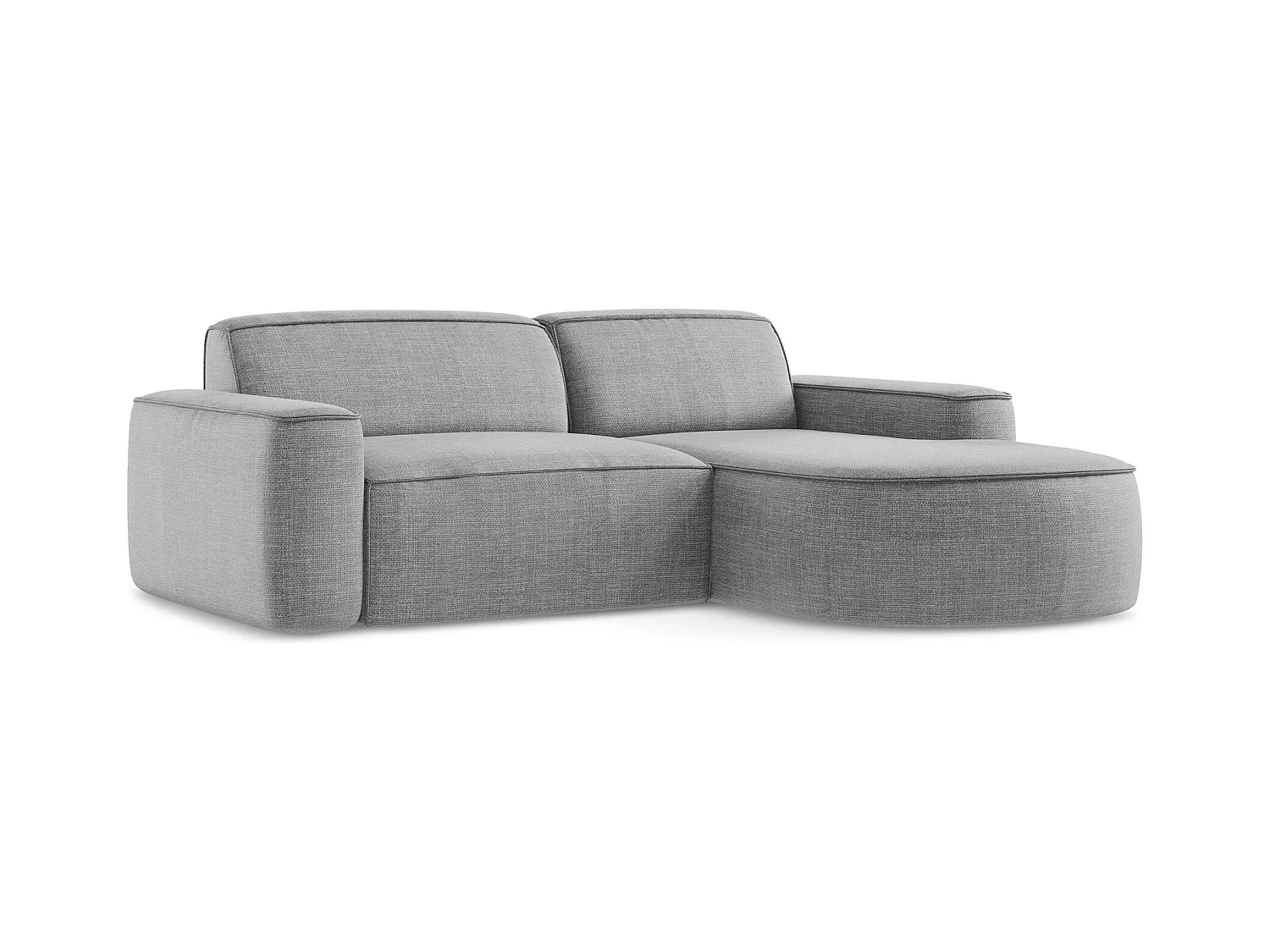 Sofá modular 2,5 plazas derecho de tela texturizada gris claro - OMAO
