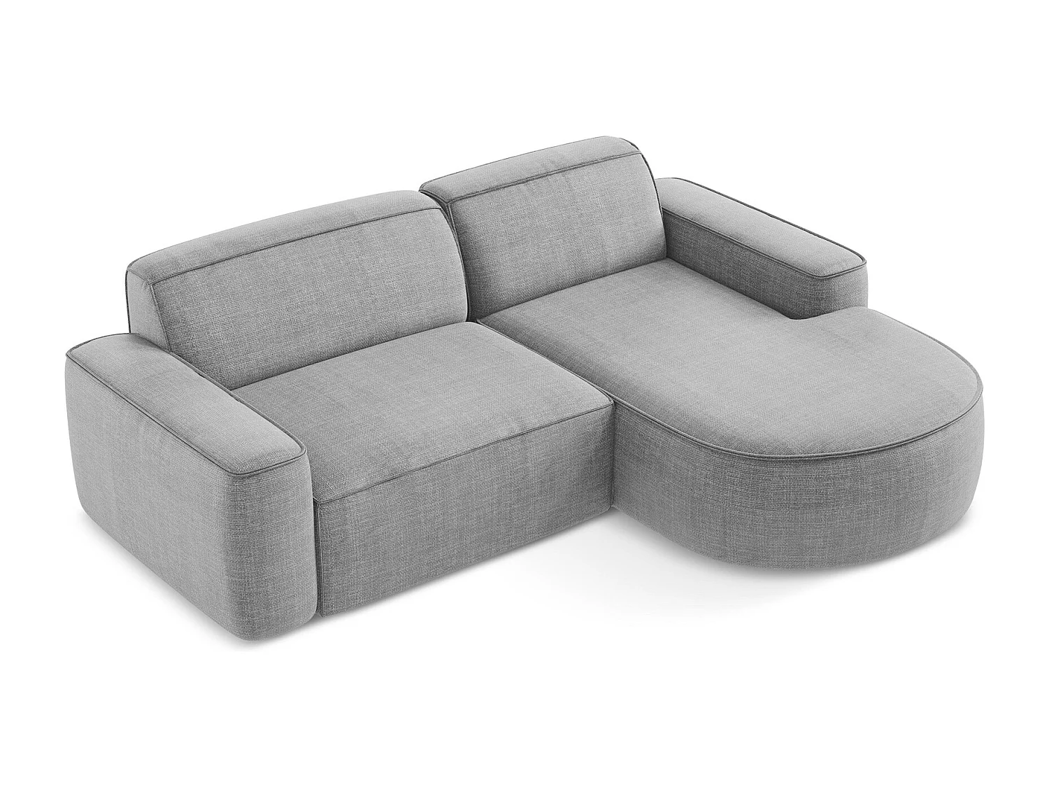 Canapé d'angle 2,5 places modulaire droit en tissu texturé - gris clair - OMAO