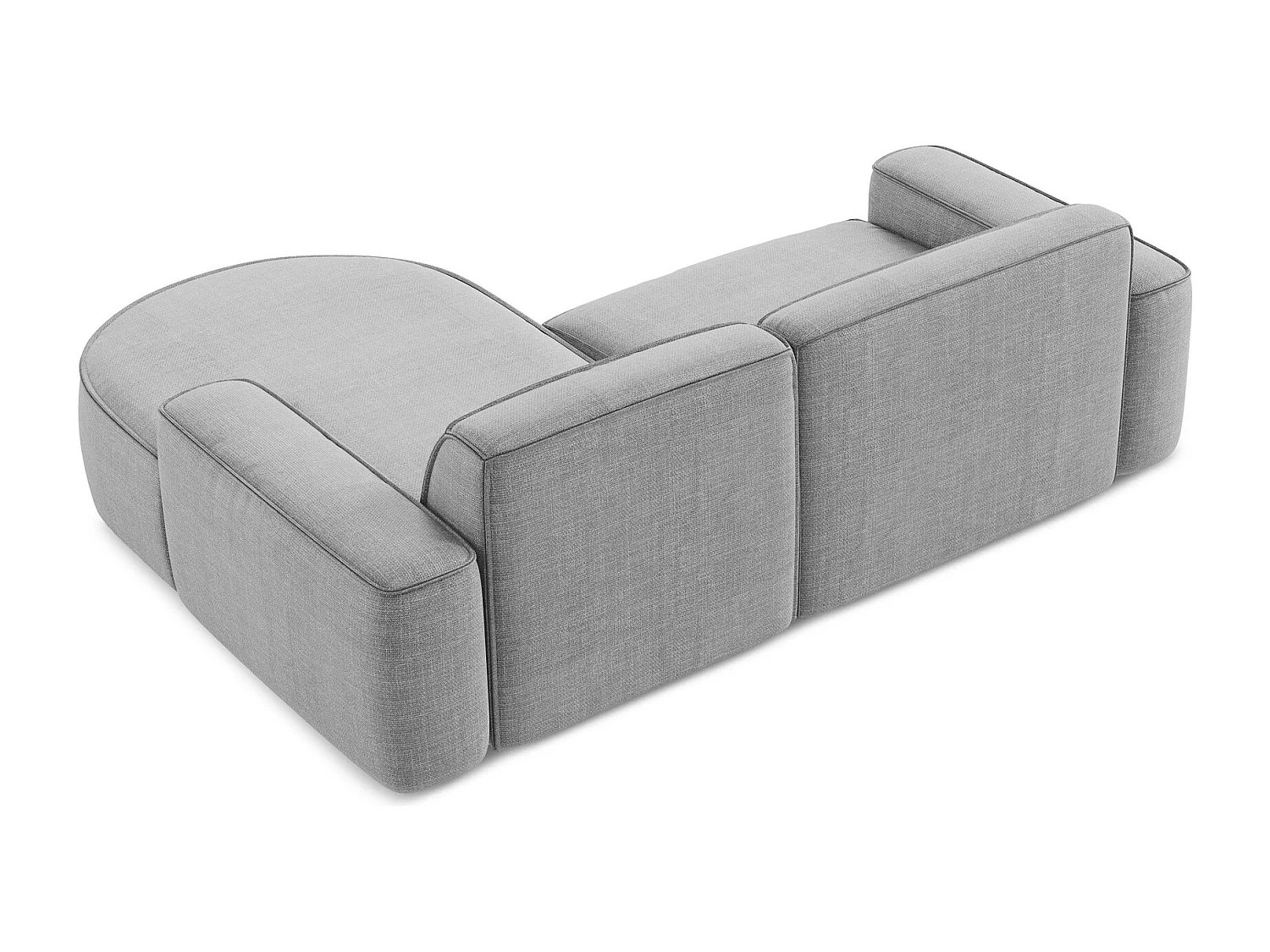 Canapé d'angle 2,5 places modulaire droit en tissu texturé - gris clair - OMAO