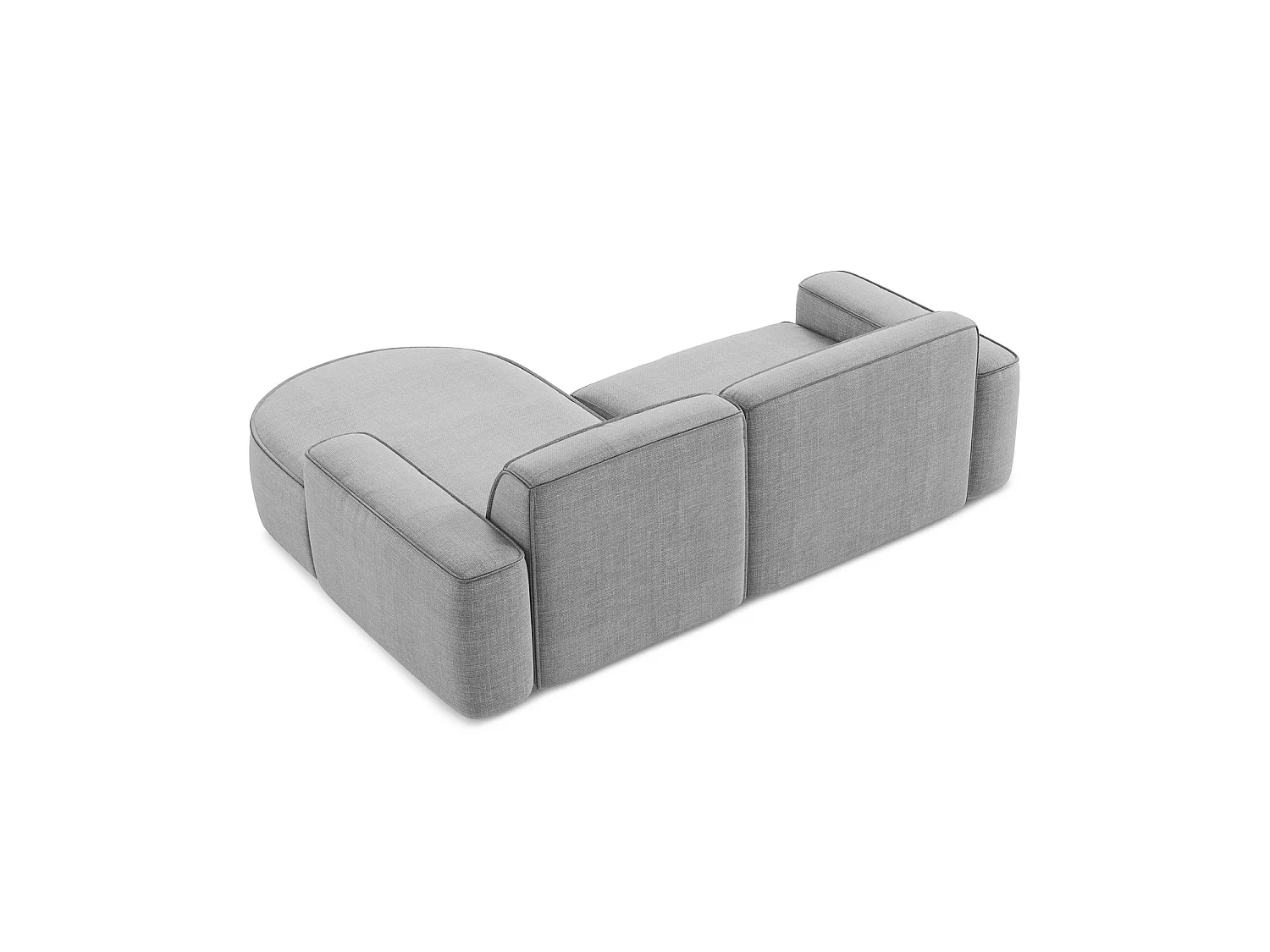 Canapé d'angle 2,5 places modulaire droit en tissu texturé - gris clair - MELISSA