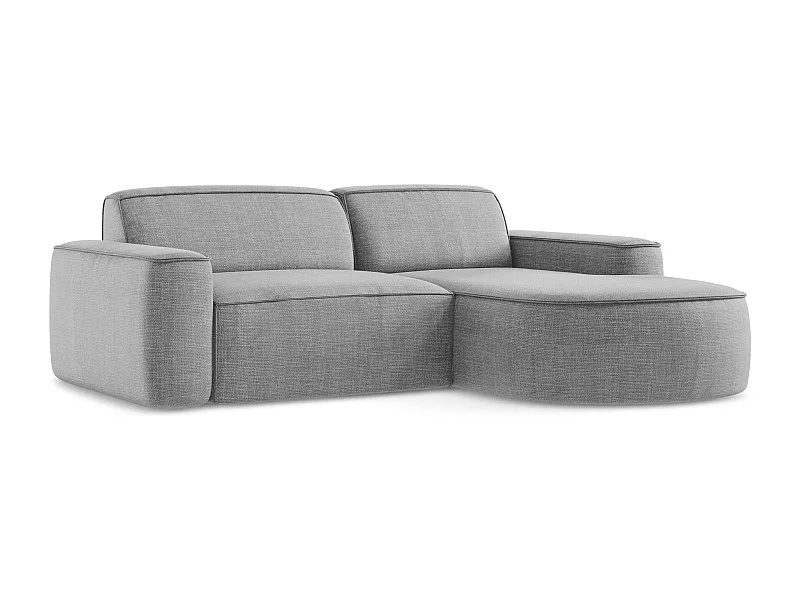 Canapé d'angle 2,5 places modulaire droit en tissu texturé - gris clair - OMAO