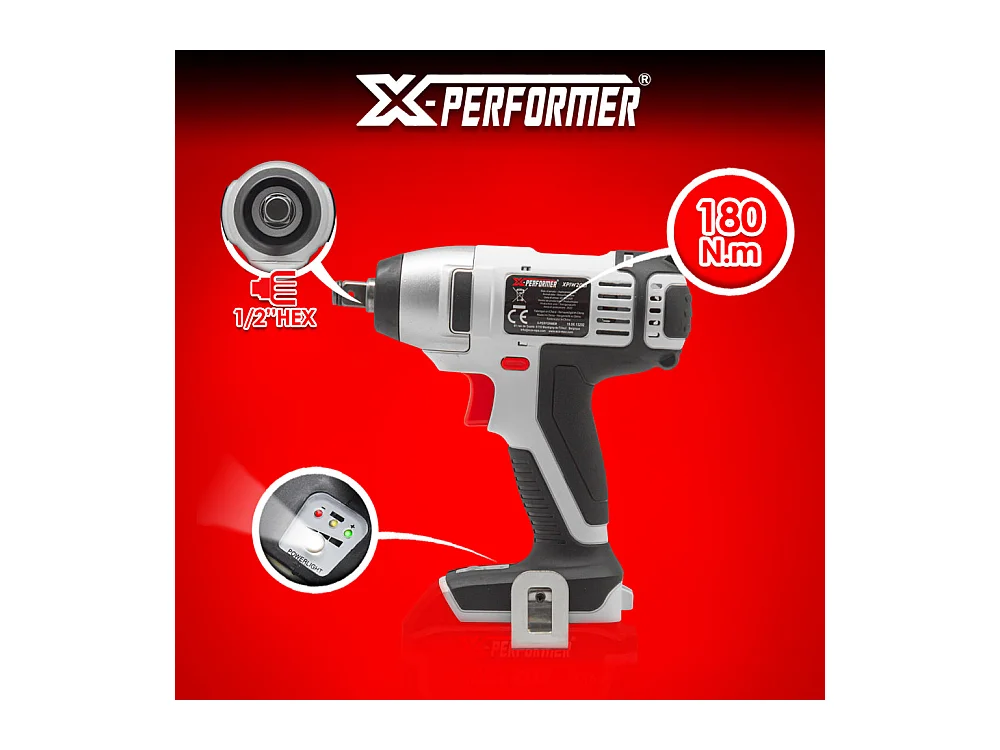 Draadloze slagschroevendraaier 20V X-Performer - 180 Nm - met 2Ah batterij en 1H snellader