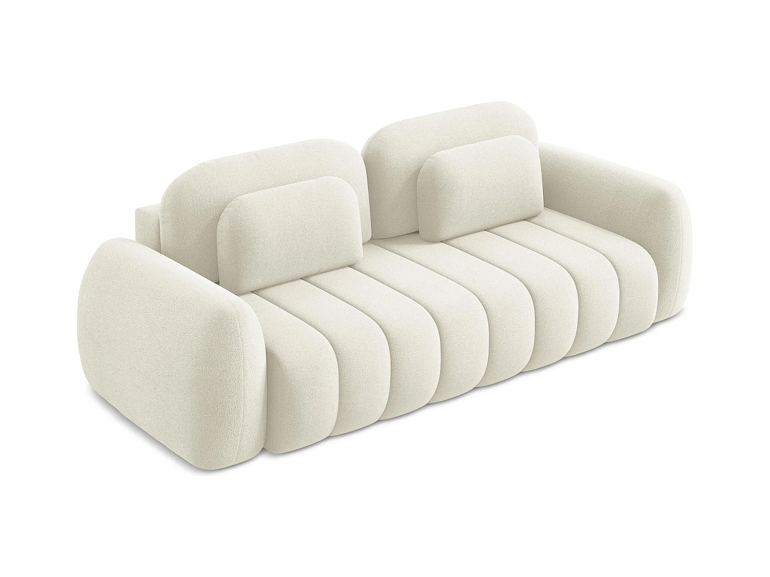 Canapé 3 places convertible en tissu bouclette - beige clair - PELE