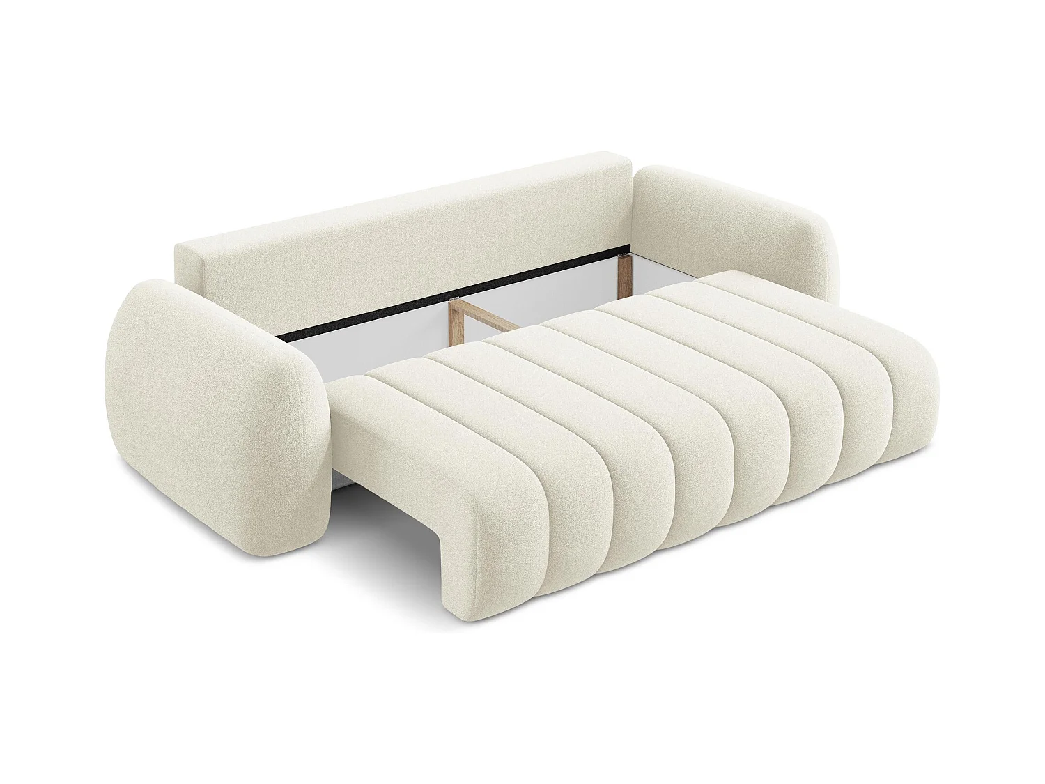 Canapé 3 places convertible en tissu bouclette - beige clair - PELE