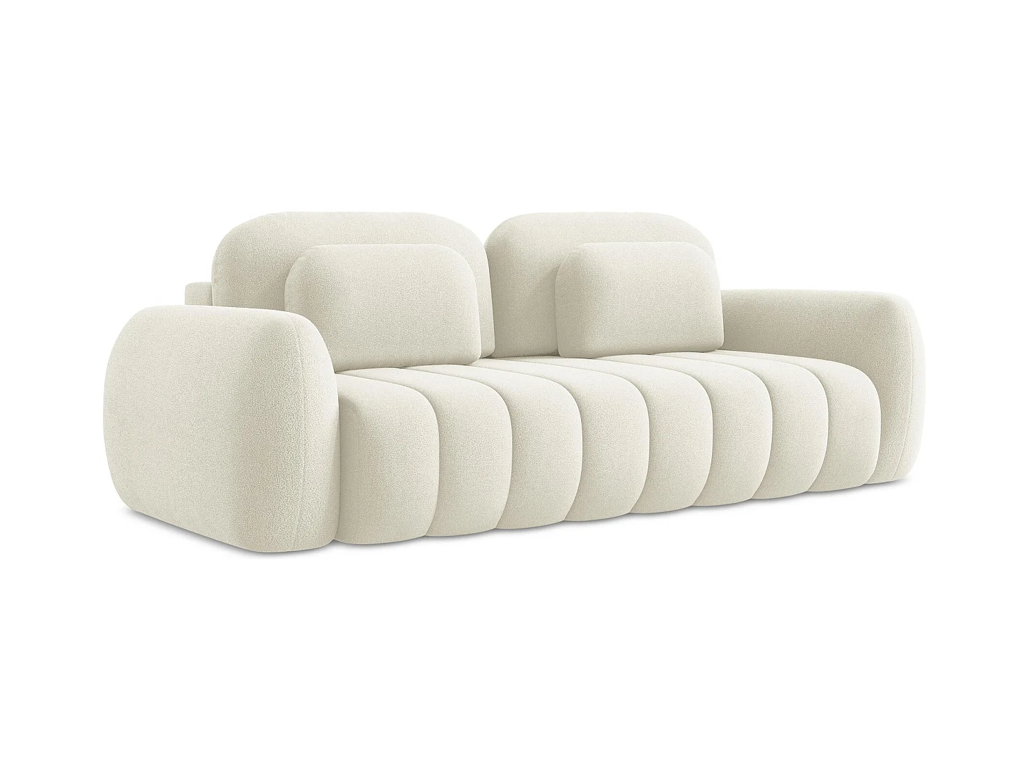Canapé 3 places convertible en tissu bouclette - beige clair - PELE