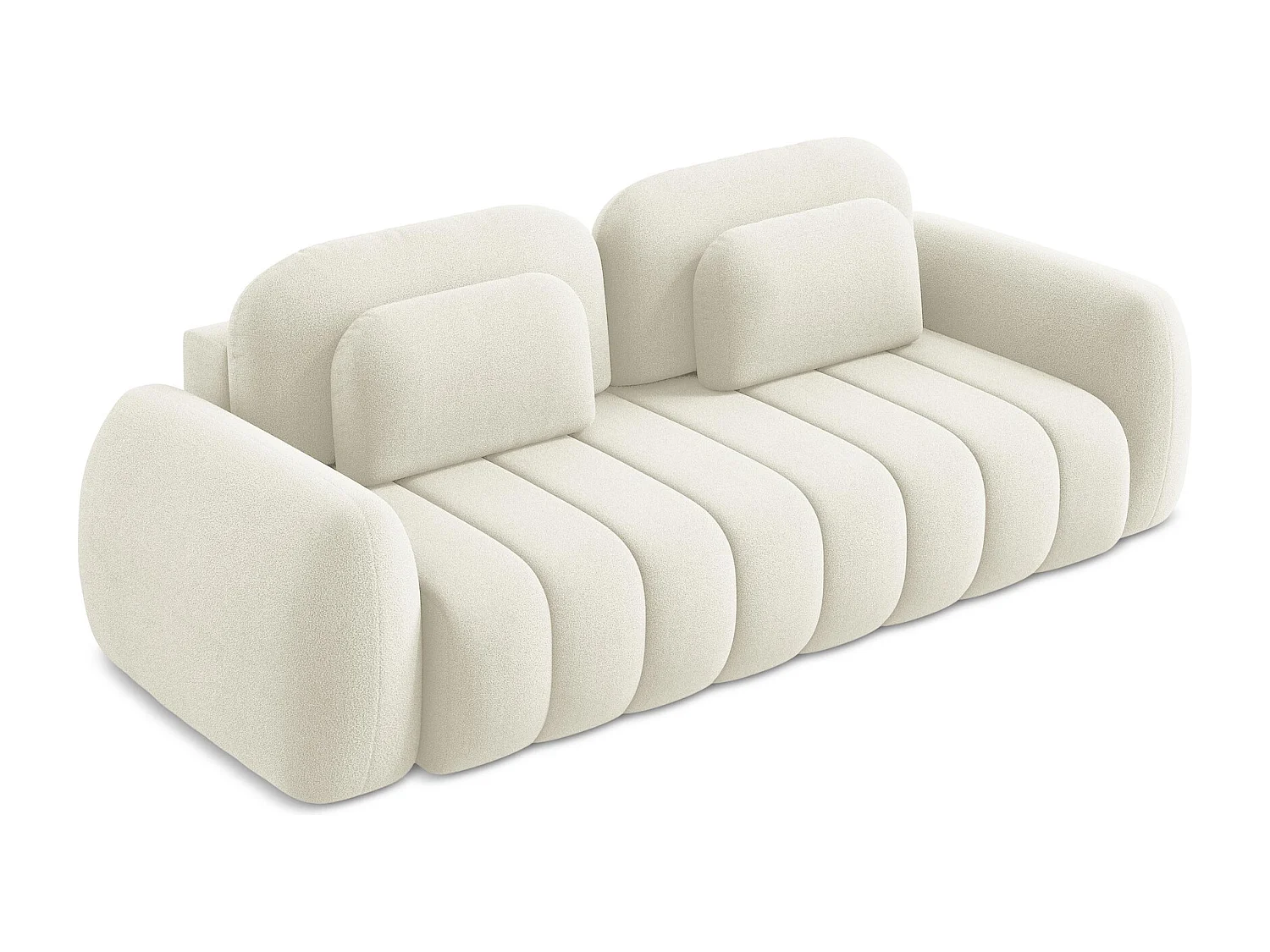Canapé 3 places convertible en tissu bouclette - beige clair - PELE