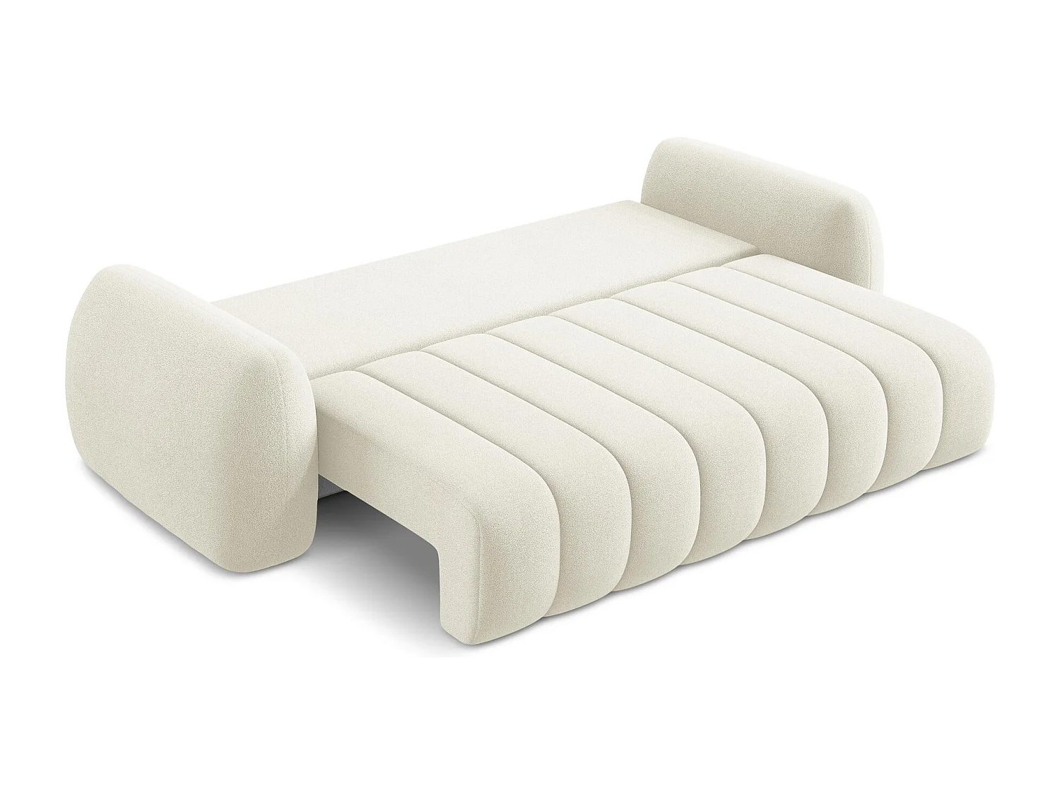 Canapé 3 places convertible en tissu bouclette - beige clair - PELE