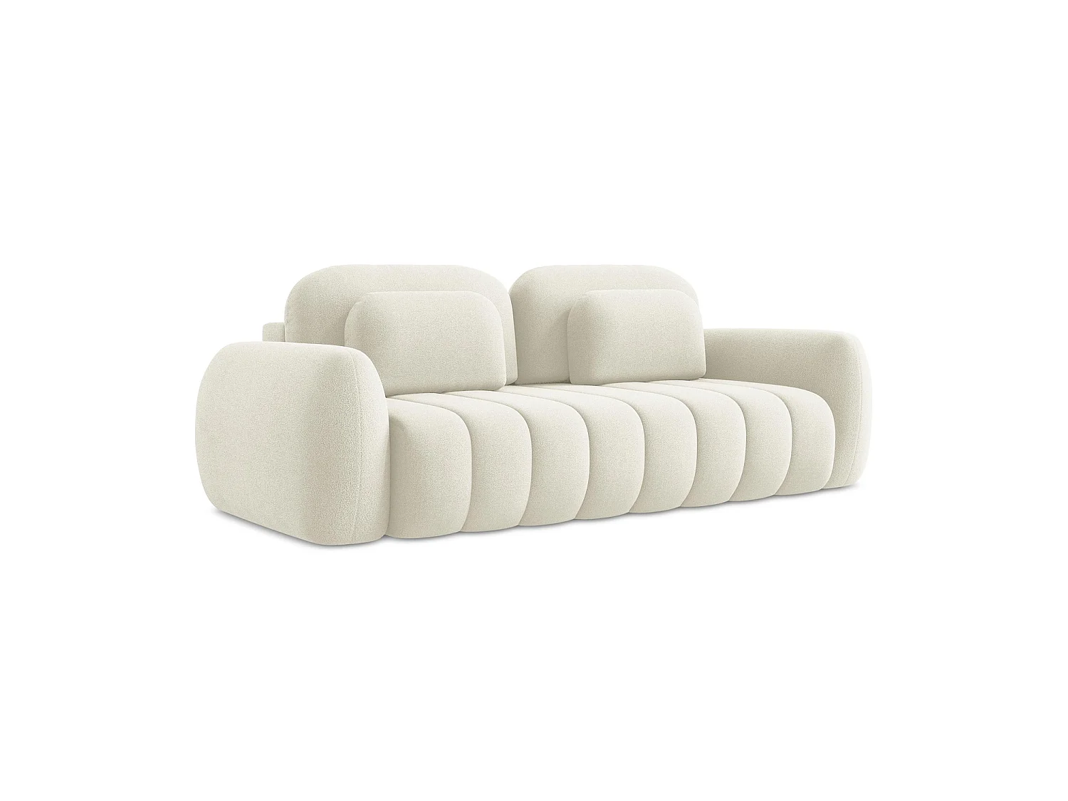 Canapé 3 places convertible en tissu bouclette - beige clair - GINOSA