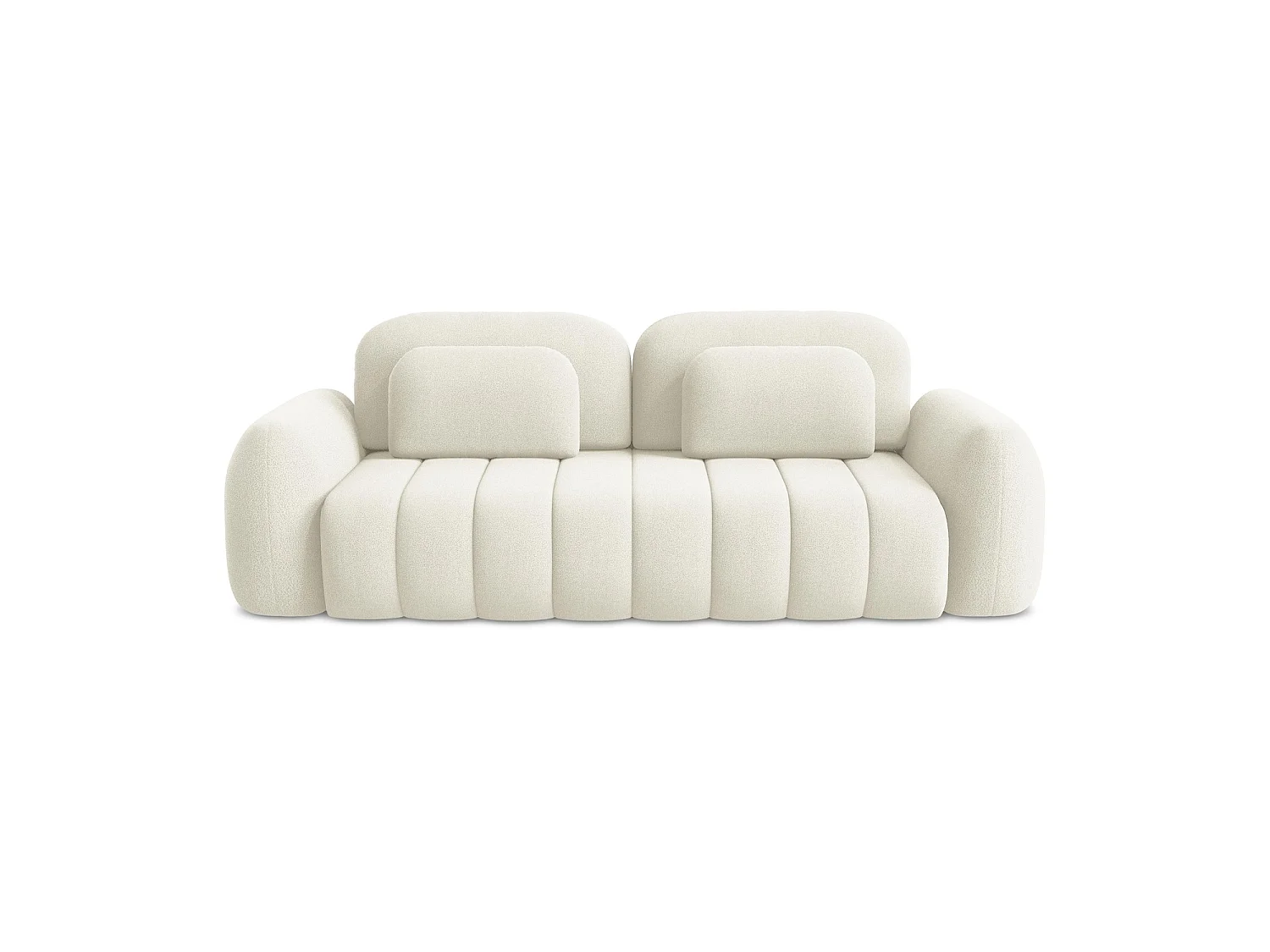 Canapé 3 places convertible en tissu bouclette - beige clair - GINOSA