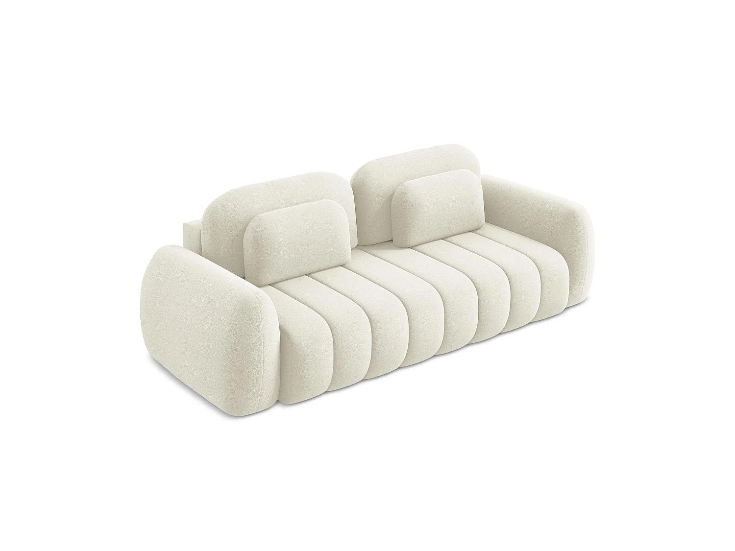 Canapé 3 places convertible en tissu bouclette - beige clair - GINOSA