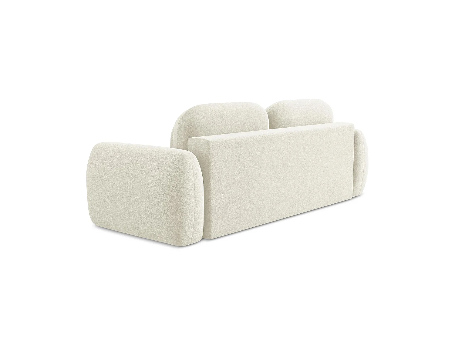 Canapé 3 places convertible en tissu bouclette - beige clair - GINOSA