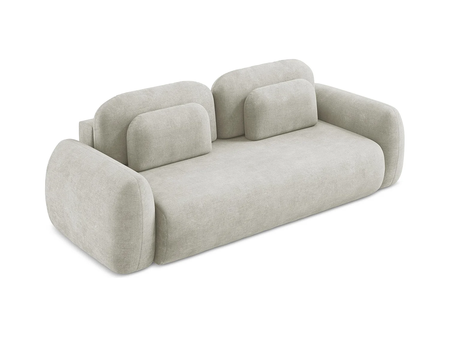 Canapé 3 places convertible en tissu chenille - perle - LOHI