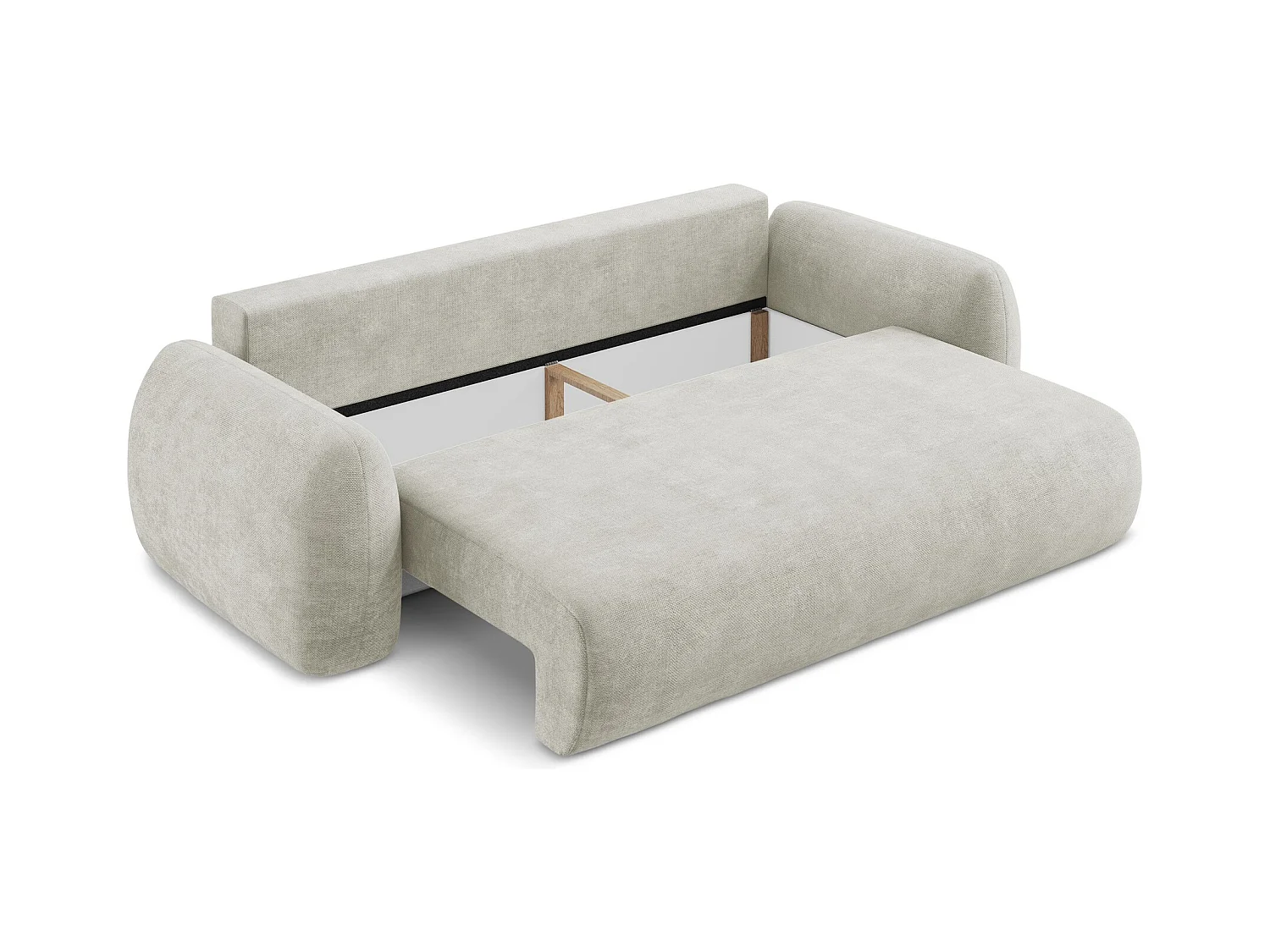 Canapé 3 places convertible en tissu chenille - perle - LOHI