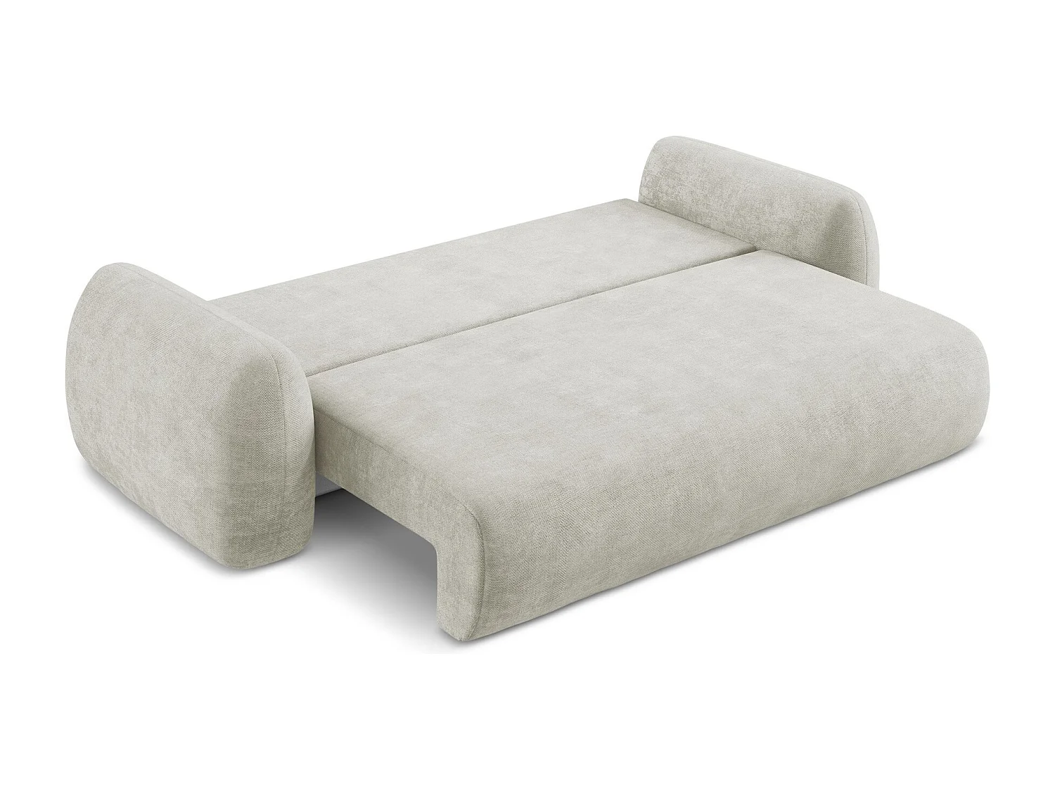 Canapé 3 places convertible en tissu chenille - perle - LOHI