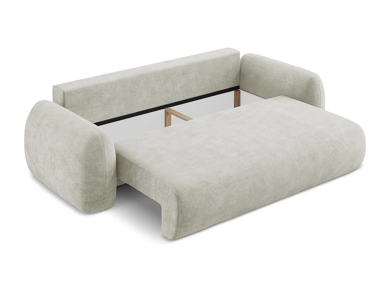 Canapé 3 places convertible en tissu chenille - perle - LOHI