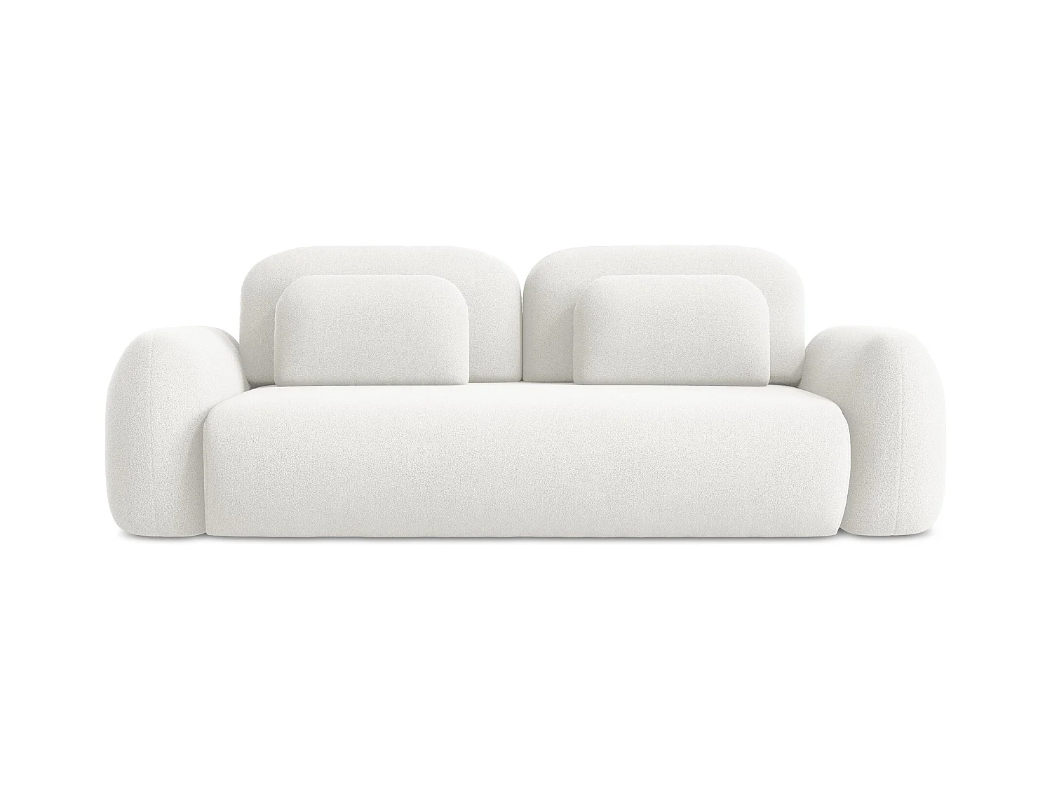 Canapé 3 places convertible en tissu bouclette - blanc - LOHI