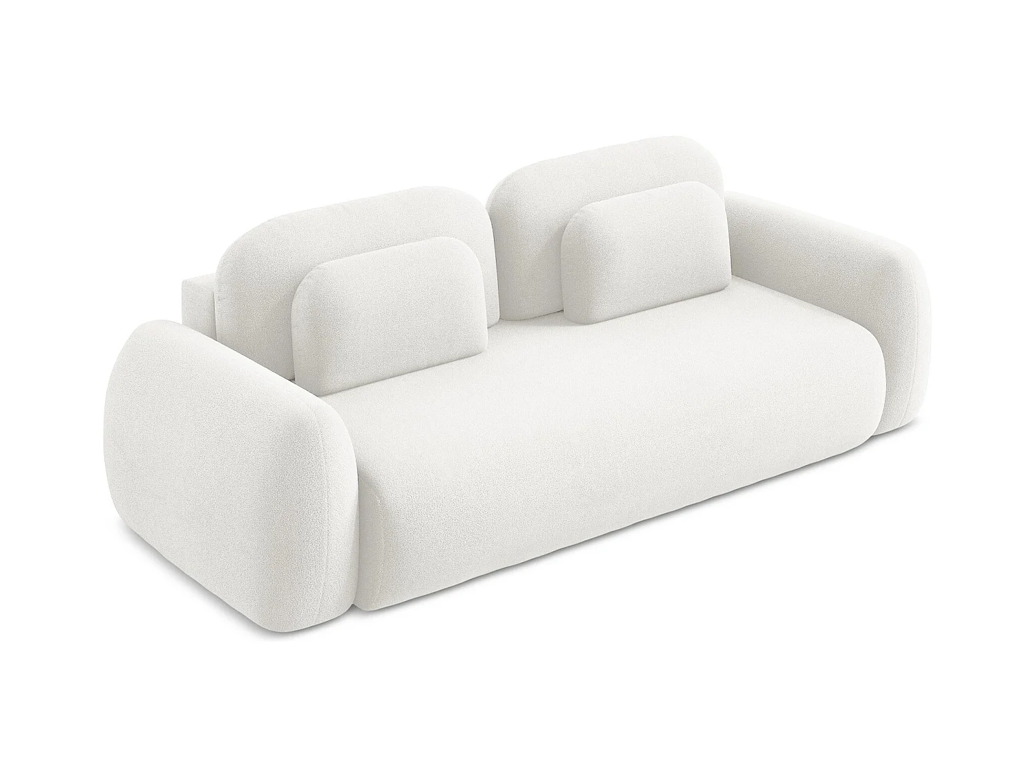 Canapé 3 places convertible en tissu bouclette - blanc - LOHI